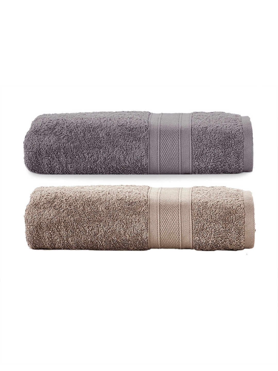 

MYTRIDENT Set Of 2 Pure Cotton 500 GSM Bath Towels, Brown