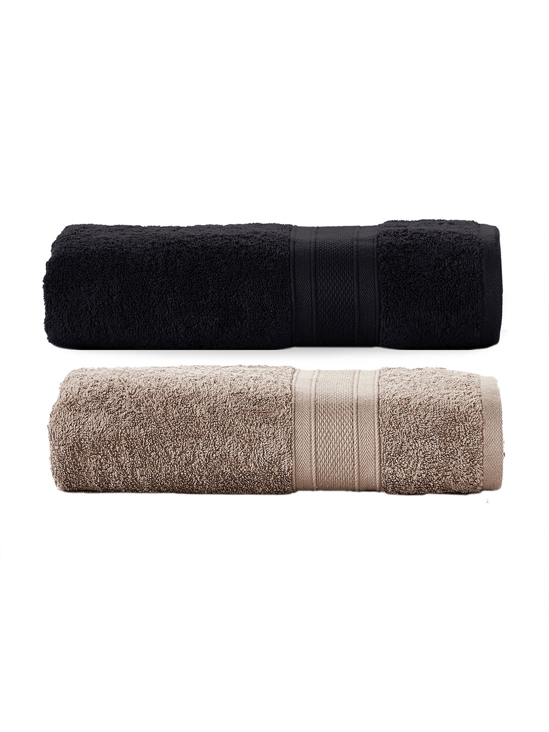 

MYTRIDENT Set Of 2 Pure Cotton 500 GSM Bath Towels, Brown