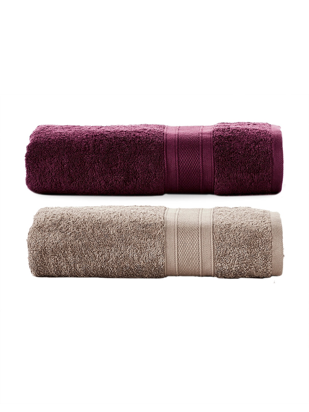 

MYTRIDENT Set Of 2 Pure Cotton 500 GSM Bath Towels, Brown