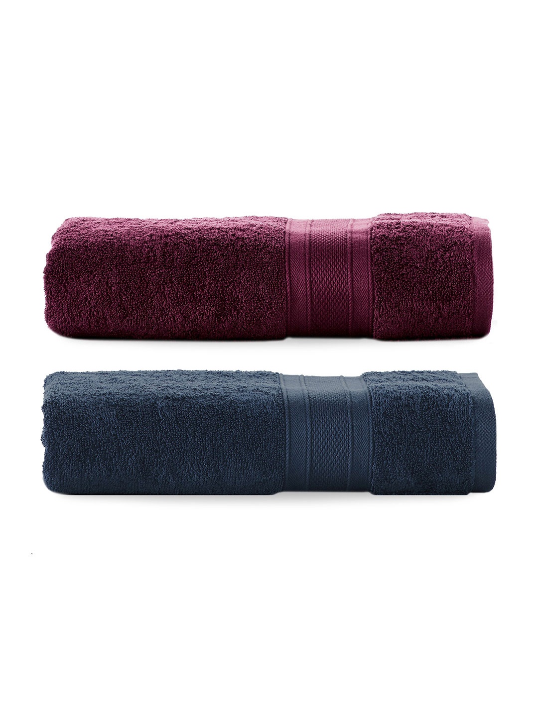 

MYTRIDENT Set of 2 Pure Cotton 500 GSM Bath Towels, Navy blue
