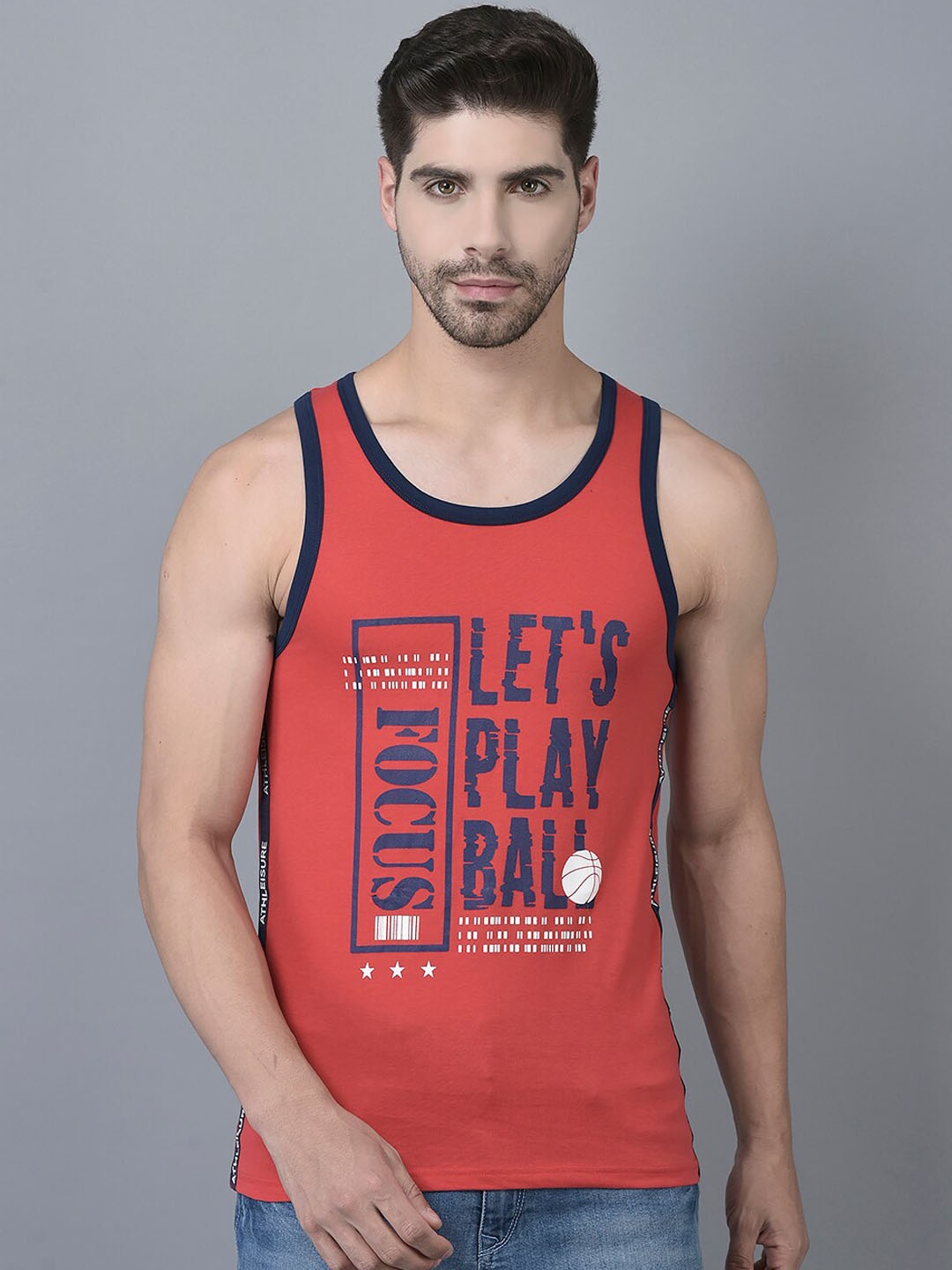 

Dollar Printed Cotton Innerwear Tank Vest, Red