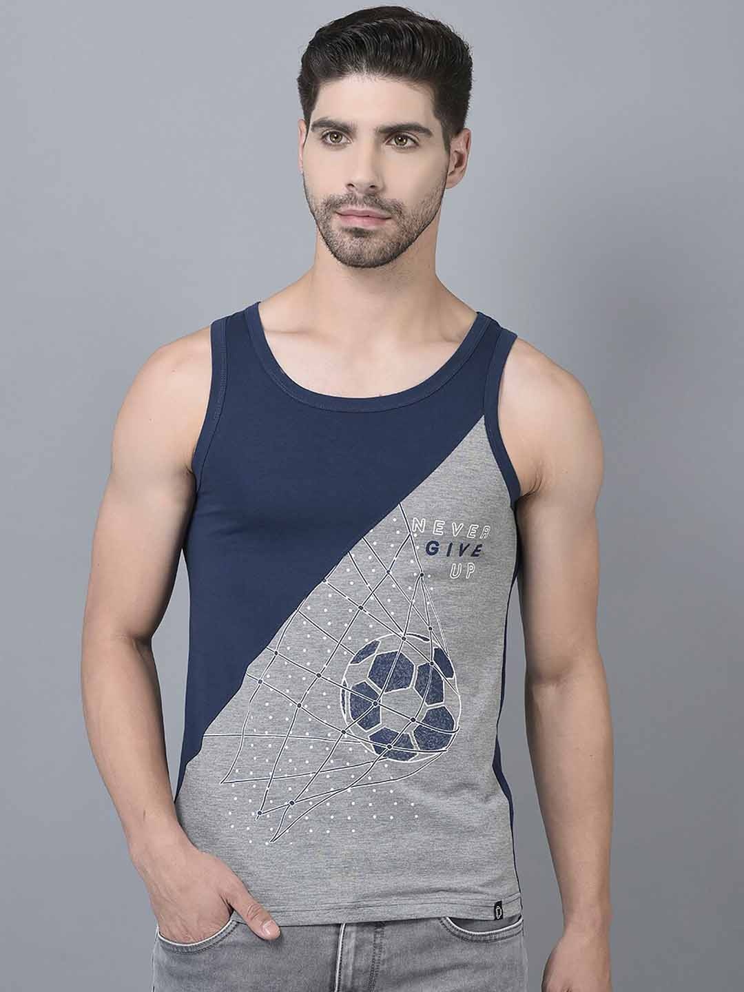 

Dollar Colorblocked Cotton Tank Innerwear Vest, Navy blue