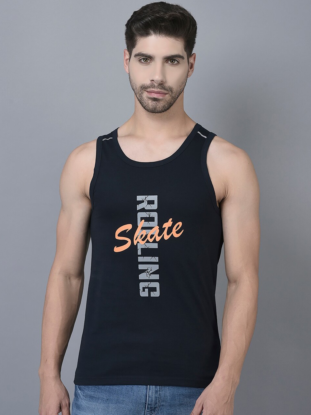 

Dollar Printed Cotton Tank Innerwear Vest, Navy blue