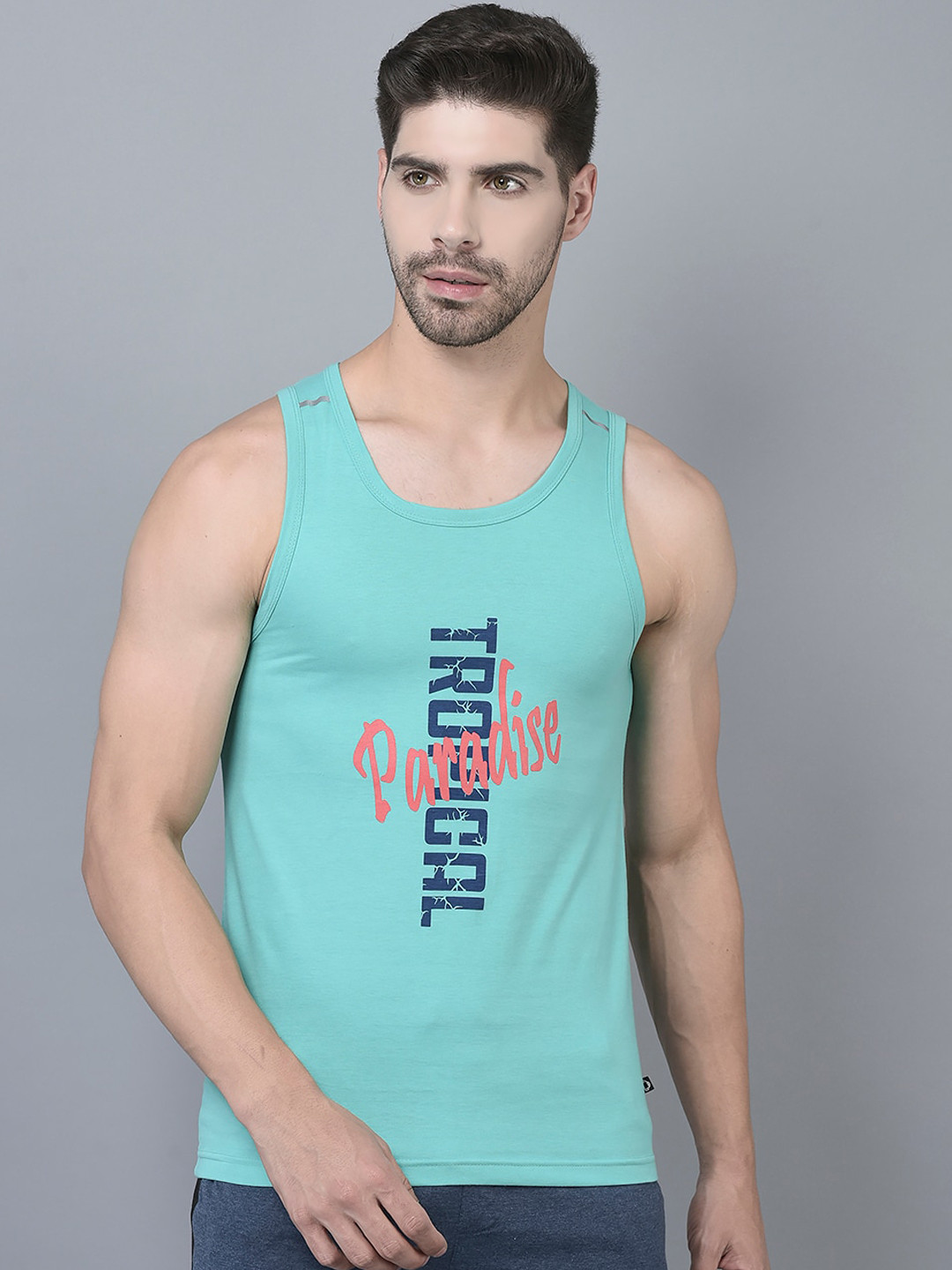 

Dollar Printed Cotton Innerwear Tank Vest, Green