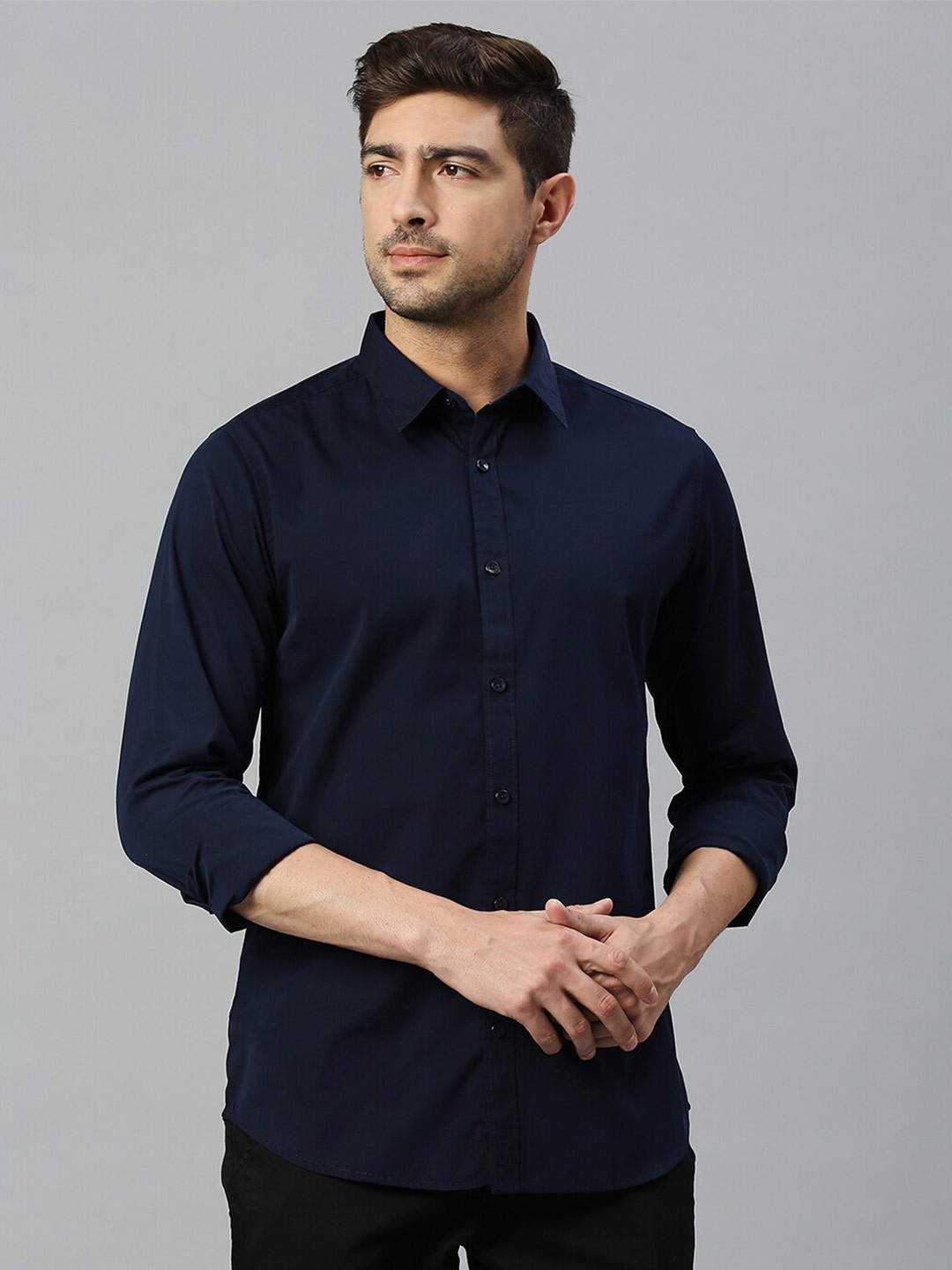 

Harvard Classic Spread Collar Pure Cotton Casual Shirt, Navy blue