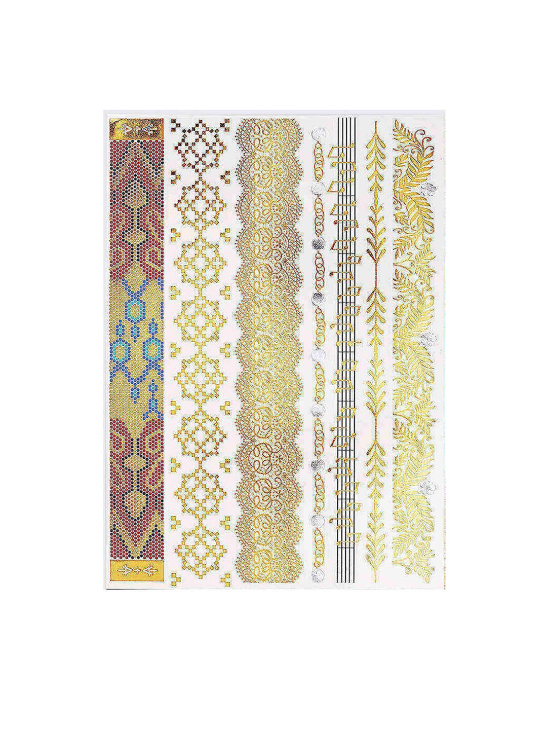 

S.A.V.I. 3D Temporary Tattoo Golden Silver Hand Arm Wrist Bands Design Metallic Tattoo, Gold