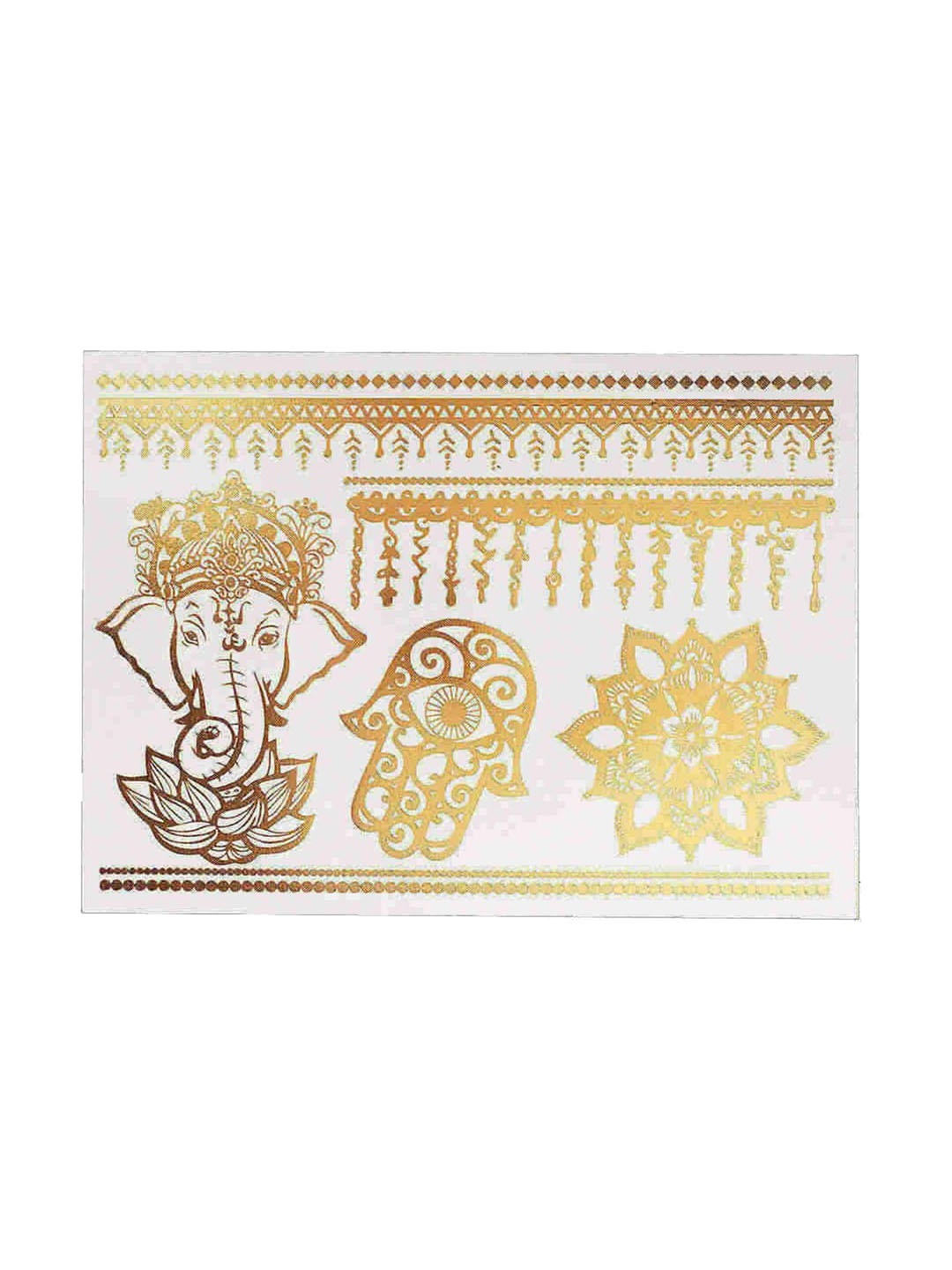 

S.A.V.I. 3D Temporary Tattoo Metallic Sticker Lord God Ganesha Design Sticker, Gold