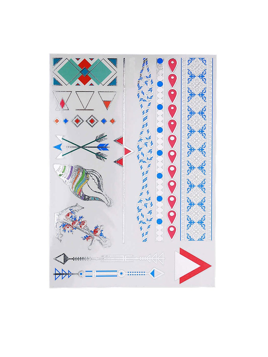 

S.A.V.I. 3D Temporary Golden Silver Anchor Shell Arrows Design Metallic Tattoo Sticker, Gold
