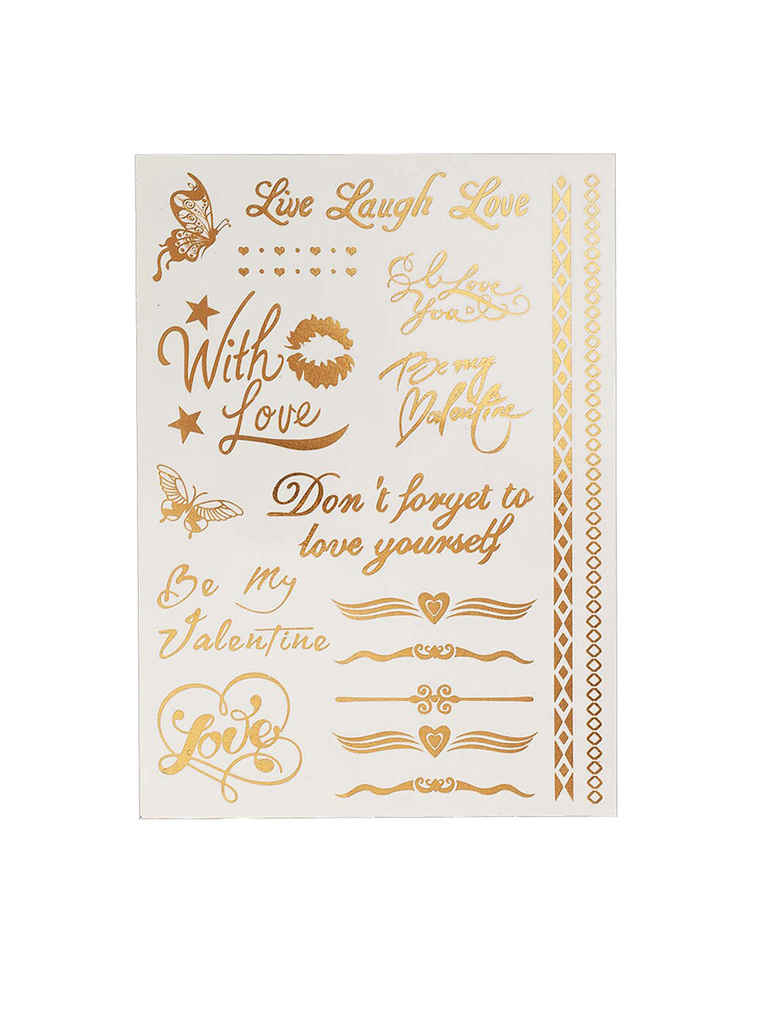 

S.A.V.I. 3D Temporary Tattoo Golden Metallic Text, Heart, Love Design Sticker, Gold