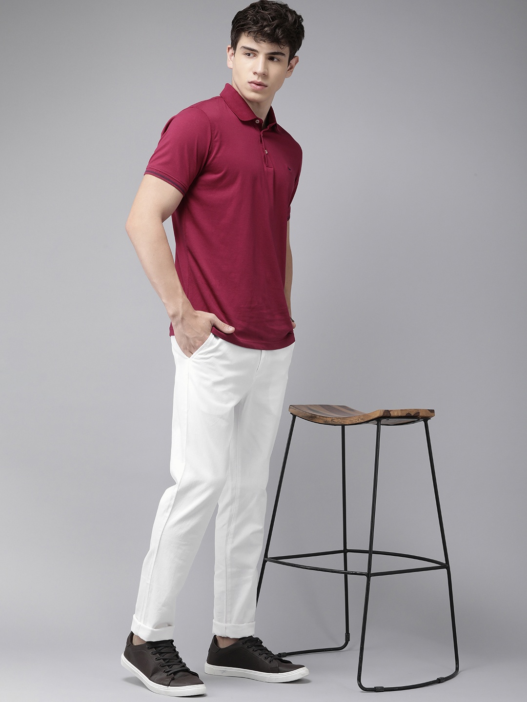 

Arrow Sport Men Jackson Skinny Fit Low-Rise Pure Cotton Trousers, White