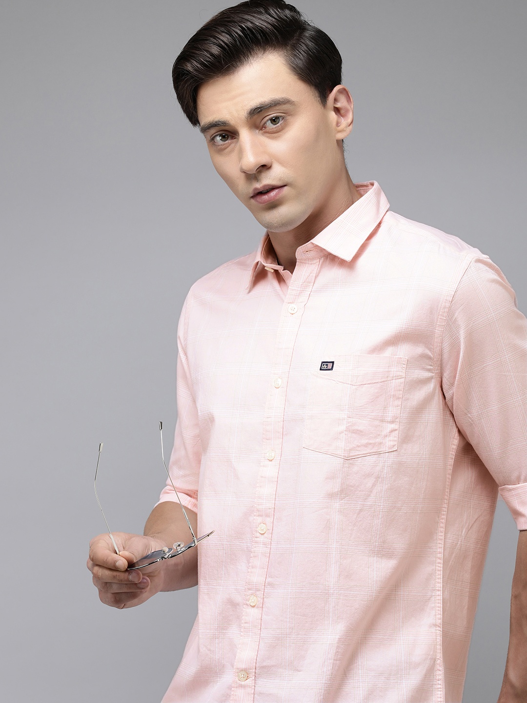 

Arrow Sport Men Pure Cotton Manhattan Slim Fit Tartan Checks Casual Shirt, Pink