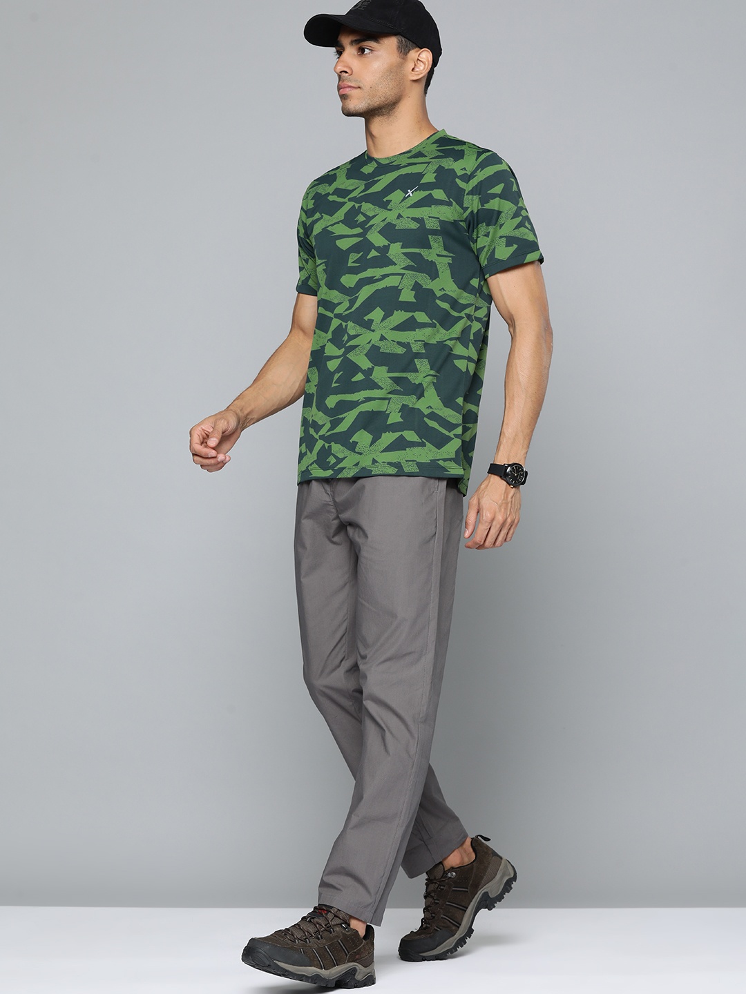 

HRX by Hrithik Roshan Men Printed Rapid-Dry Sports T-shirt, Olive