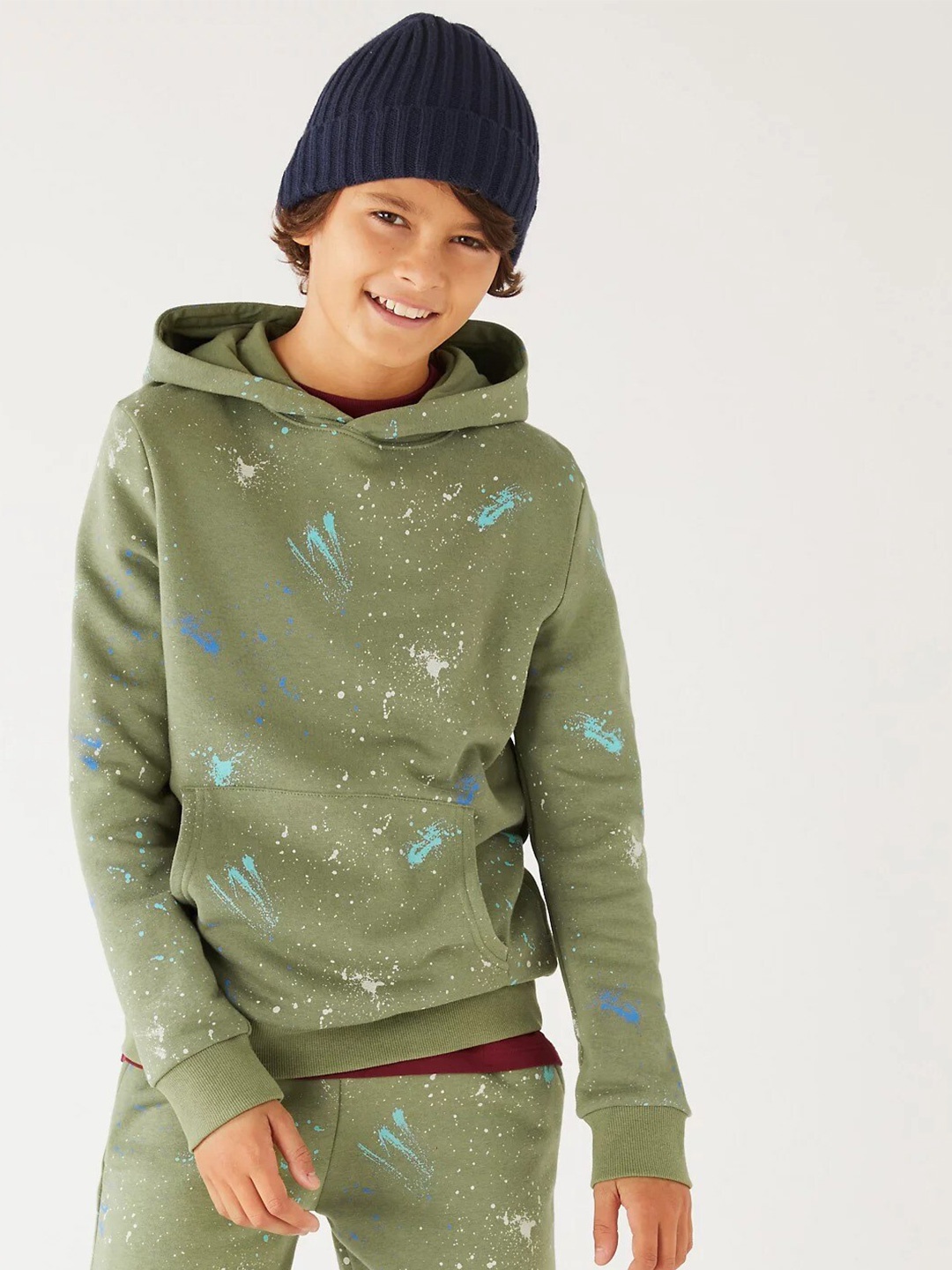 

Marks & Spencer Boys Hooded Cotton Sweatshirt, Khaki