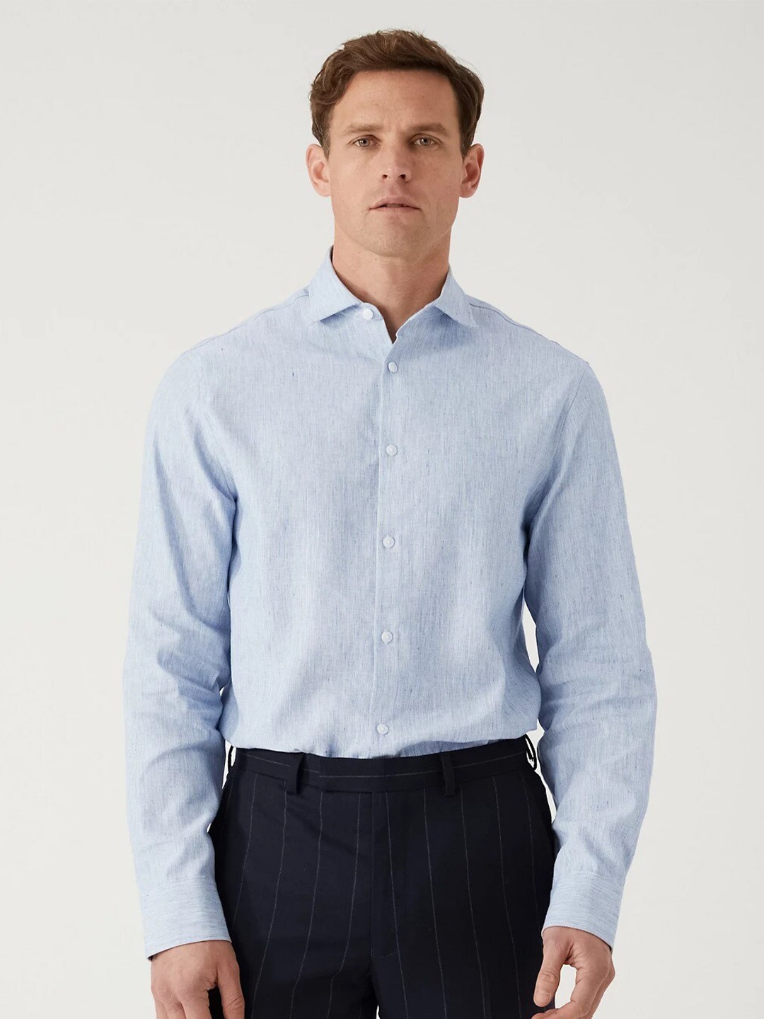 

Marks & Spencer Spread Collar Formal Shirt, Blue
