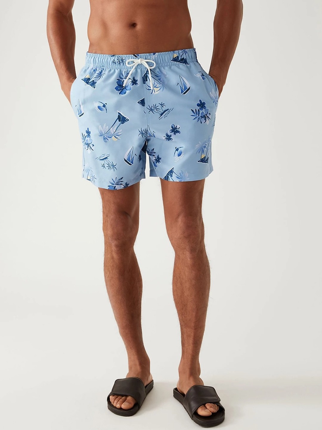 

Marks & Spencer Men Printed Swim Bottom, Blue
