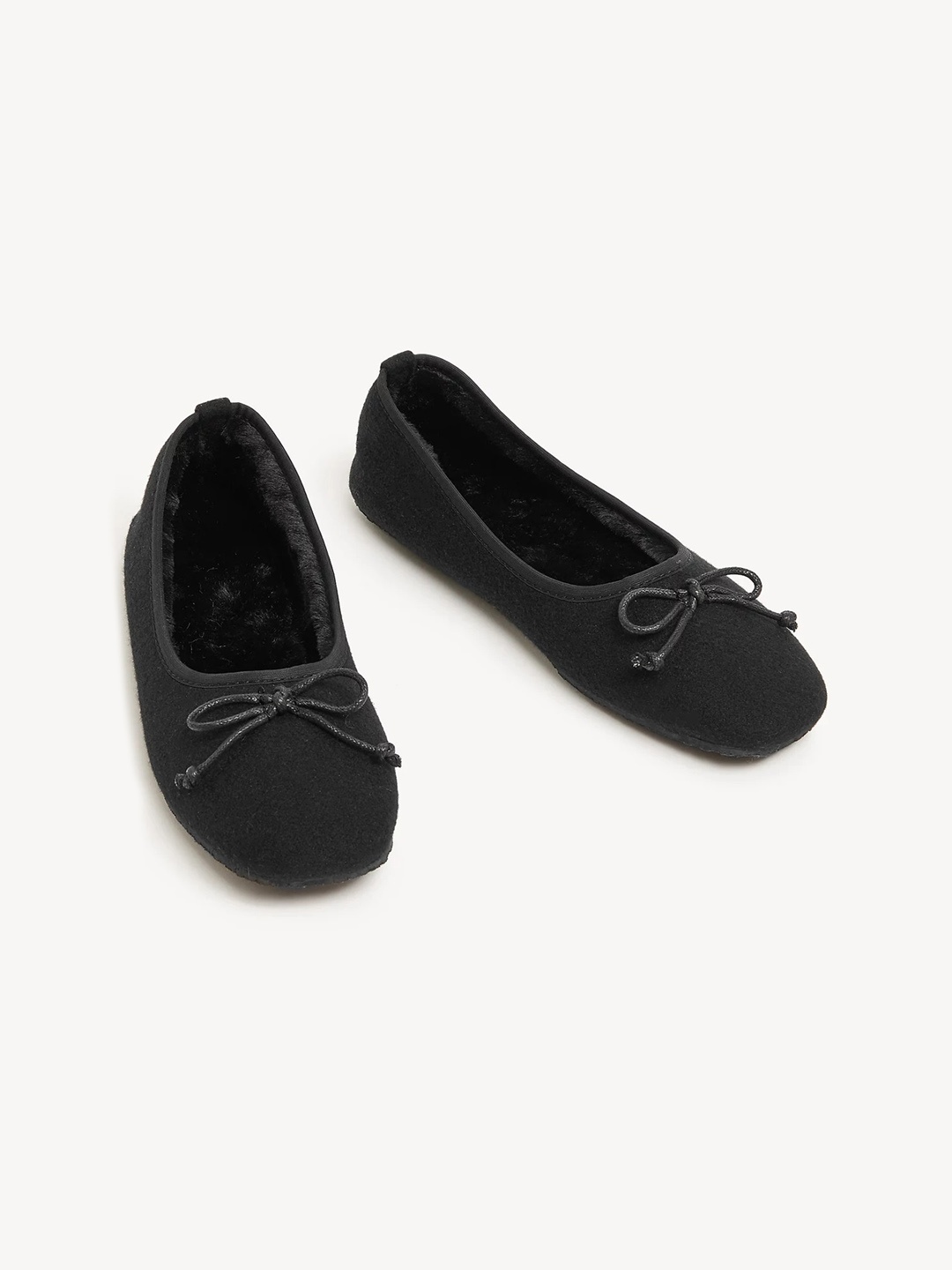 

Marks & Spencer Women Round Toe Ballerinas With Bows, Black