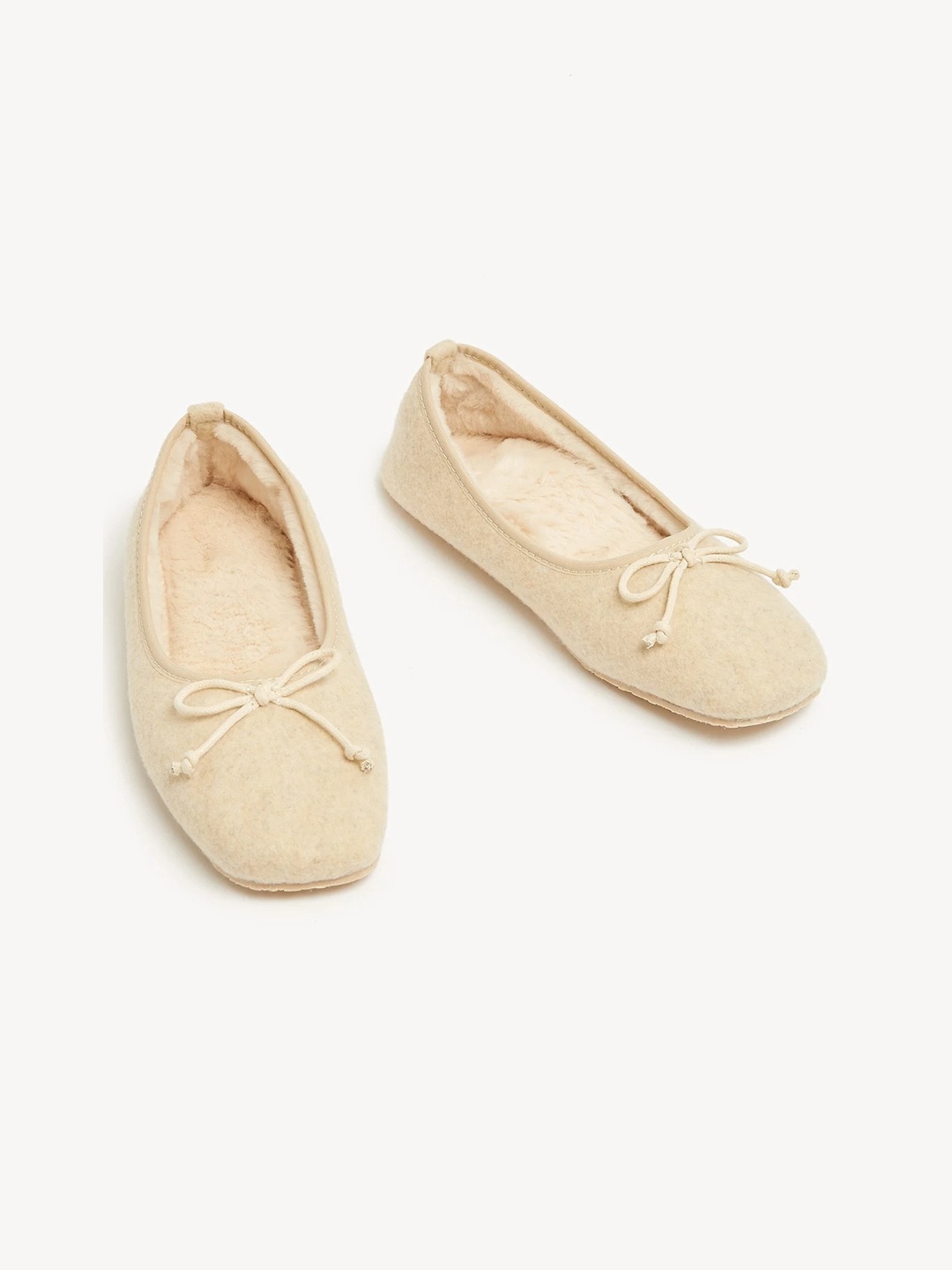 

Marks & Spencer Women Round Toe Ballerinas With Bows, Beige