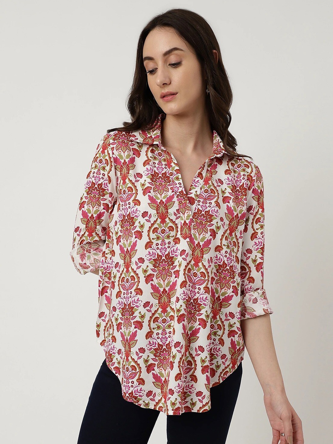 

Marks & Spencer Pink Floral Printed Casual Shirt