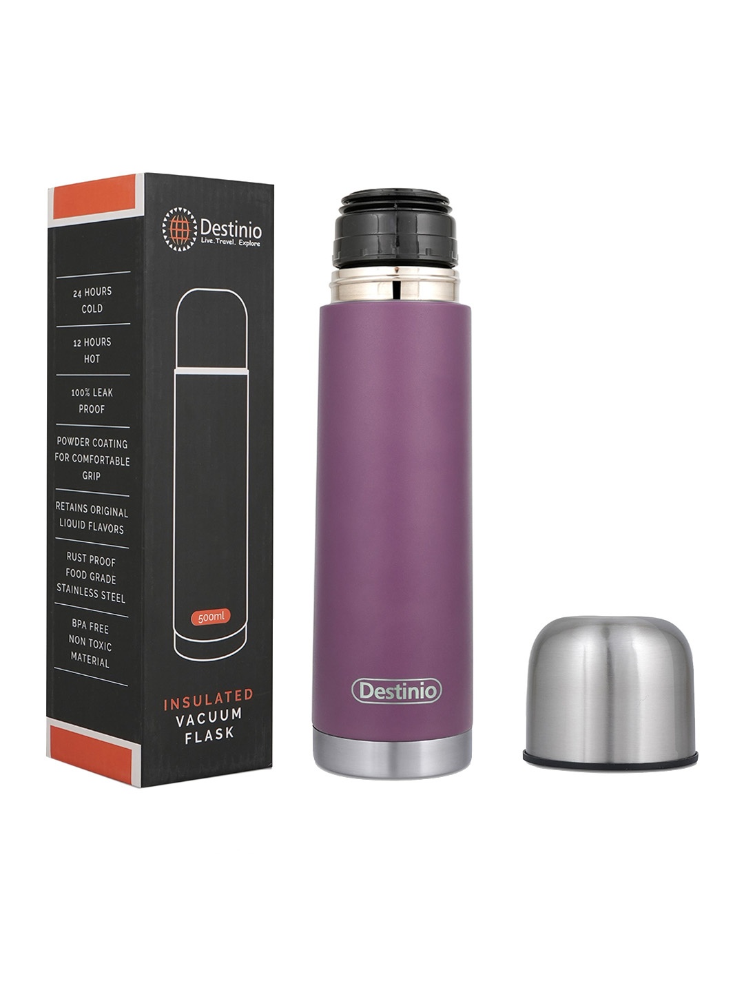 

Destinio Purple Solid Thermosteel Flask Bottle 500ml