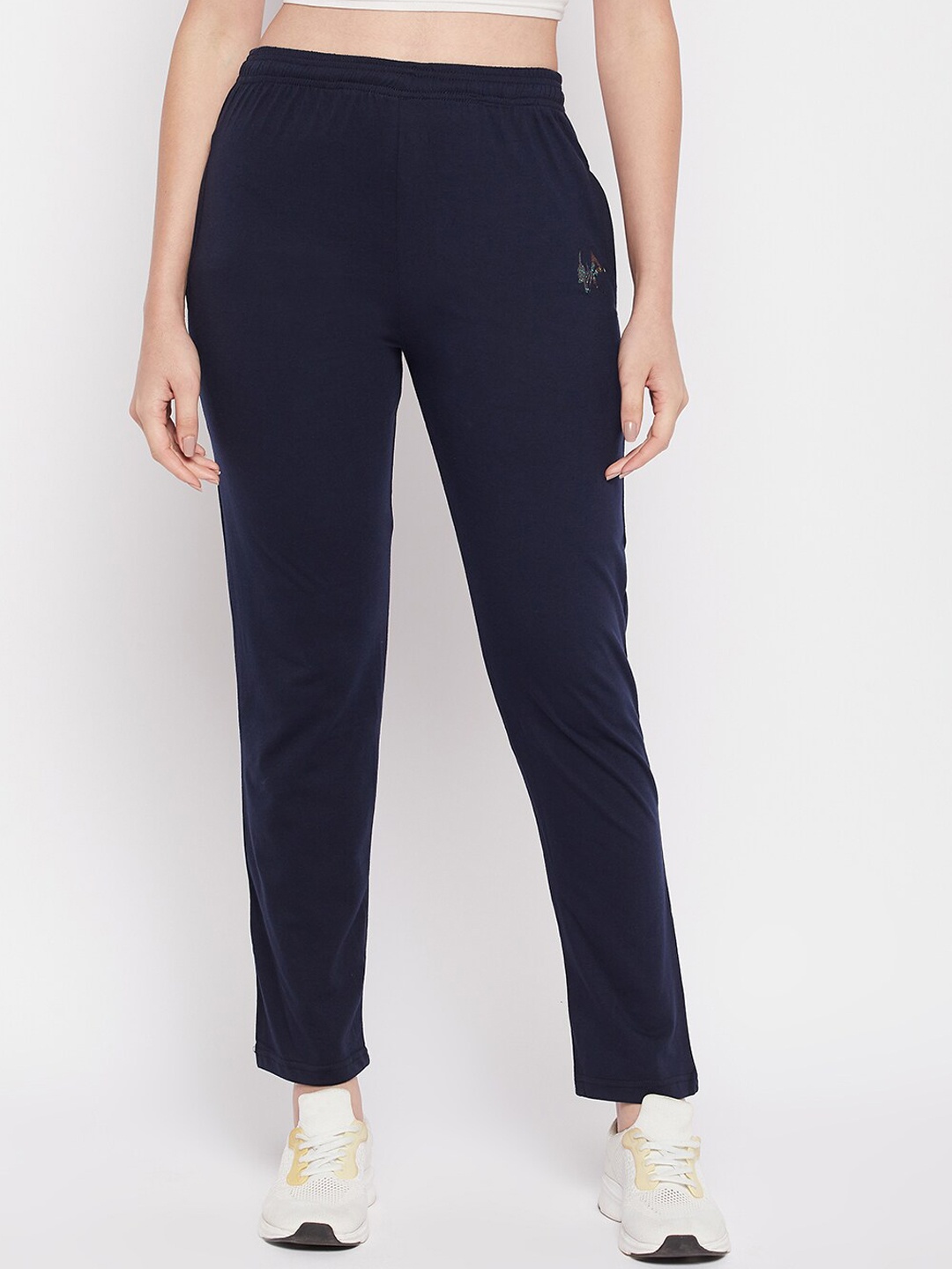 

Clora Creation Women Mid Rise Cotton Track Pants, Navy blue