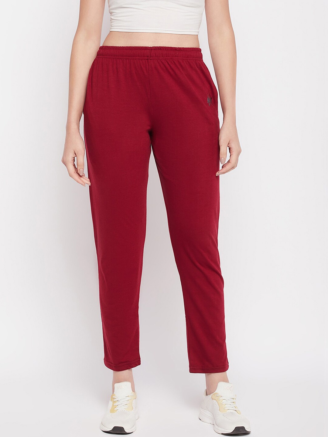 

Clora Creation Women Mid Rise Cotton Track Pants, Maroon