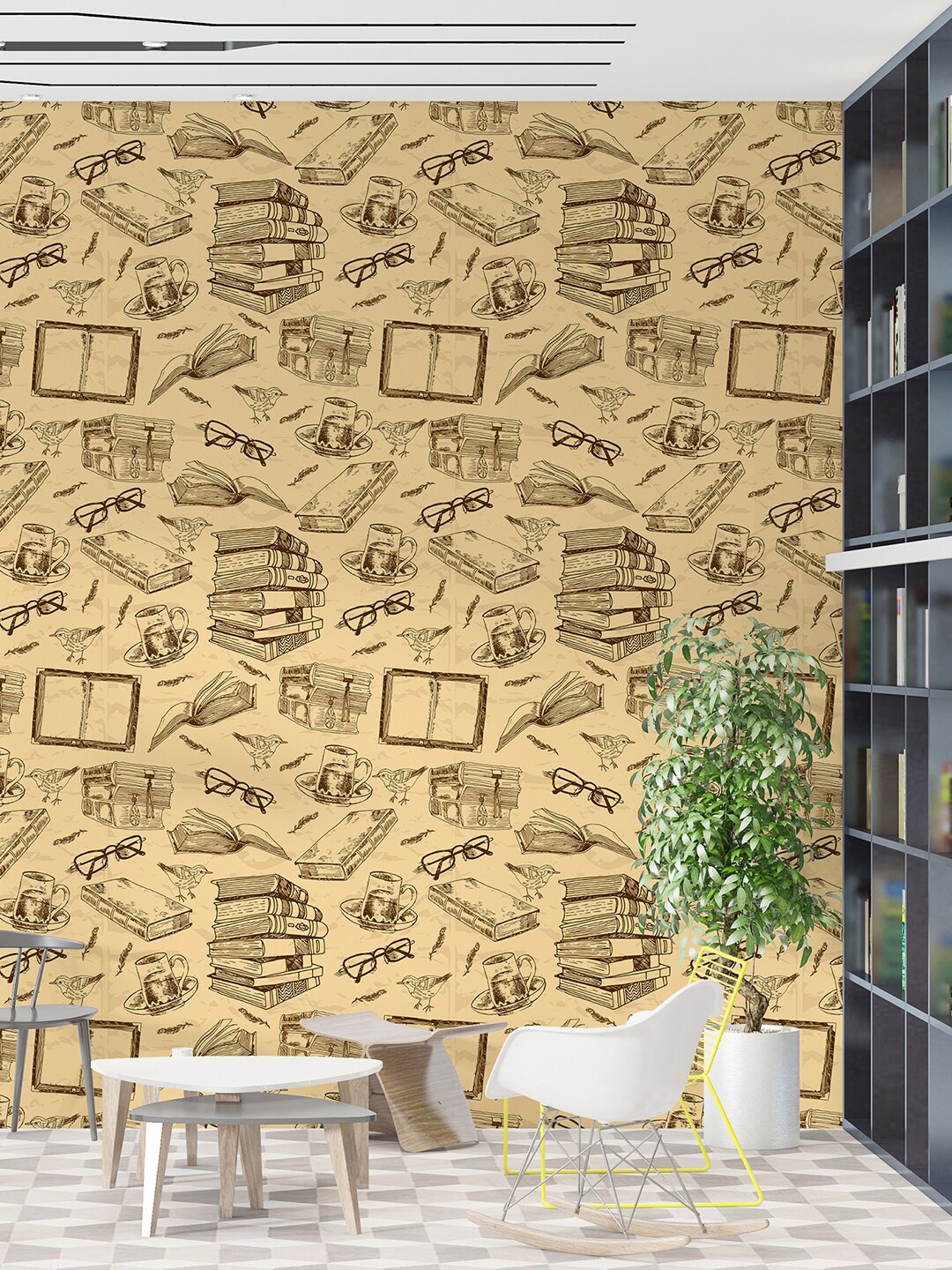 

PAPER PLANE DESIGN Yellow & Brown Printed Waterproof Wallpaper