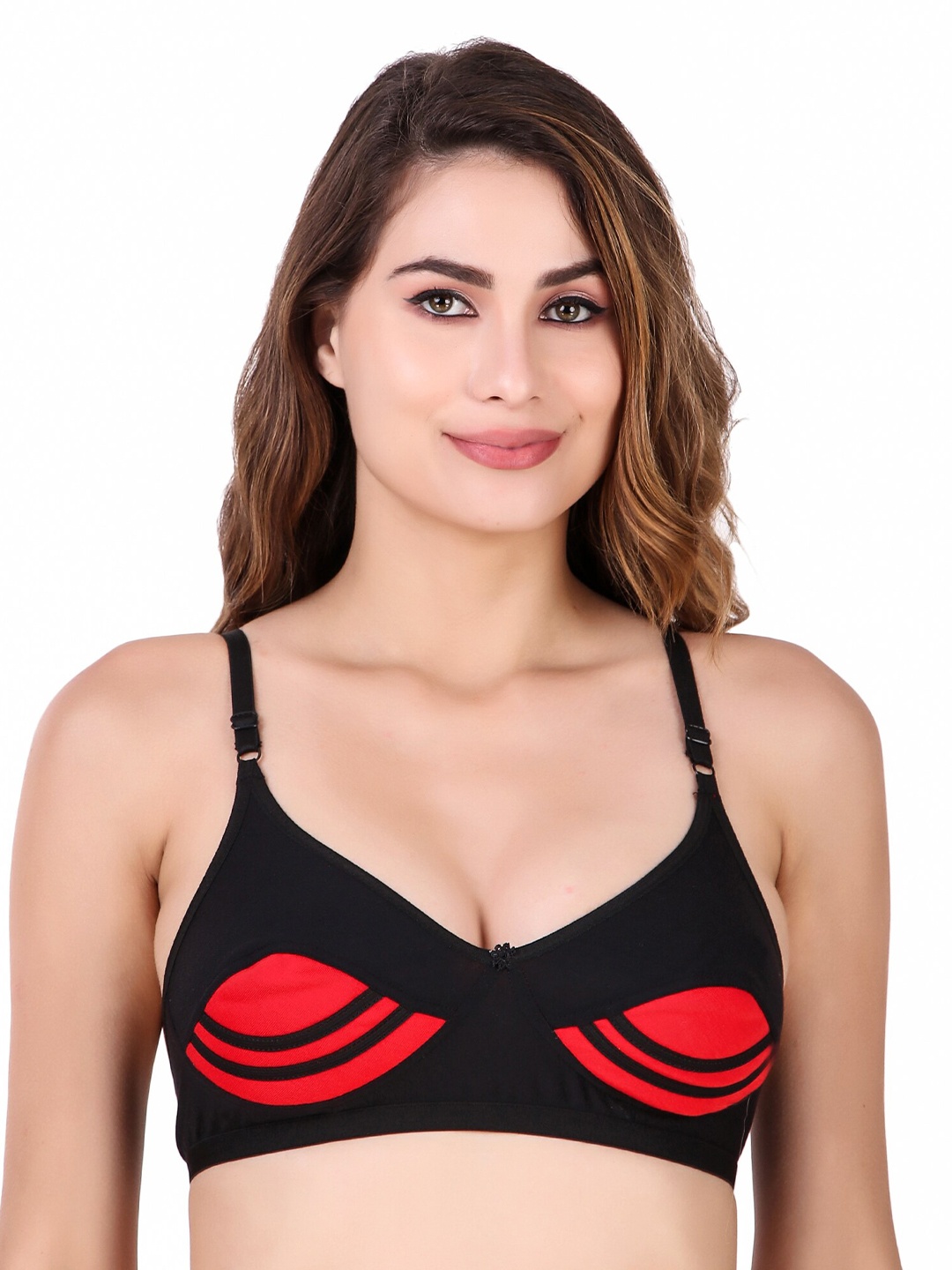

Piylu Colourblocked Non Padded All Day Comfort Non-Wired Everyday Bra, Black