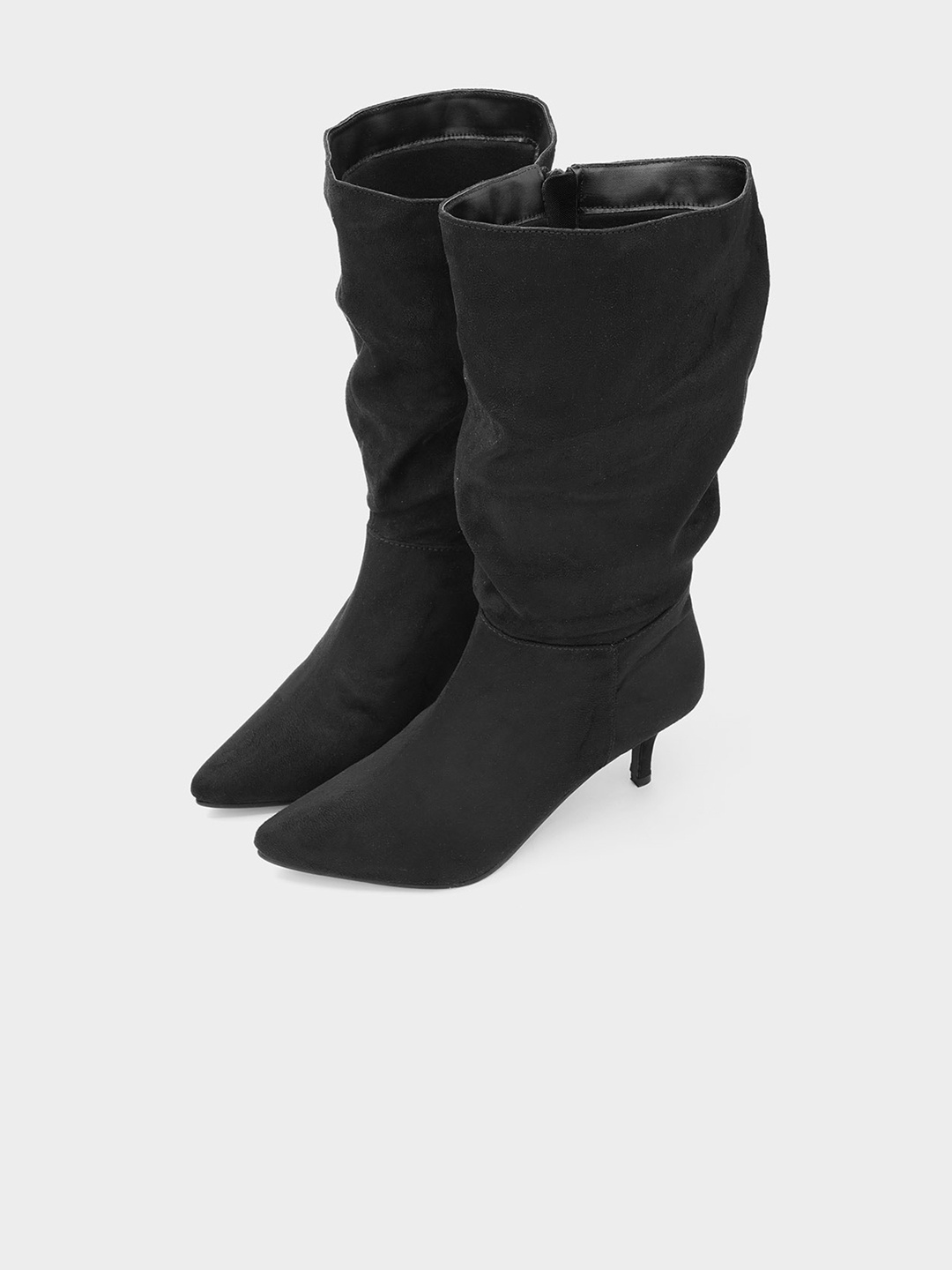 

ADORLY Women Pointed Toe High Top Kitten Heels Slouch Boots, Black