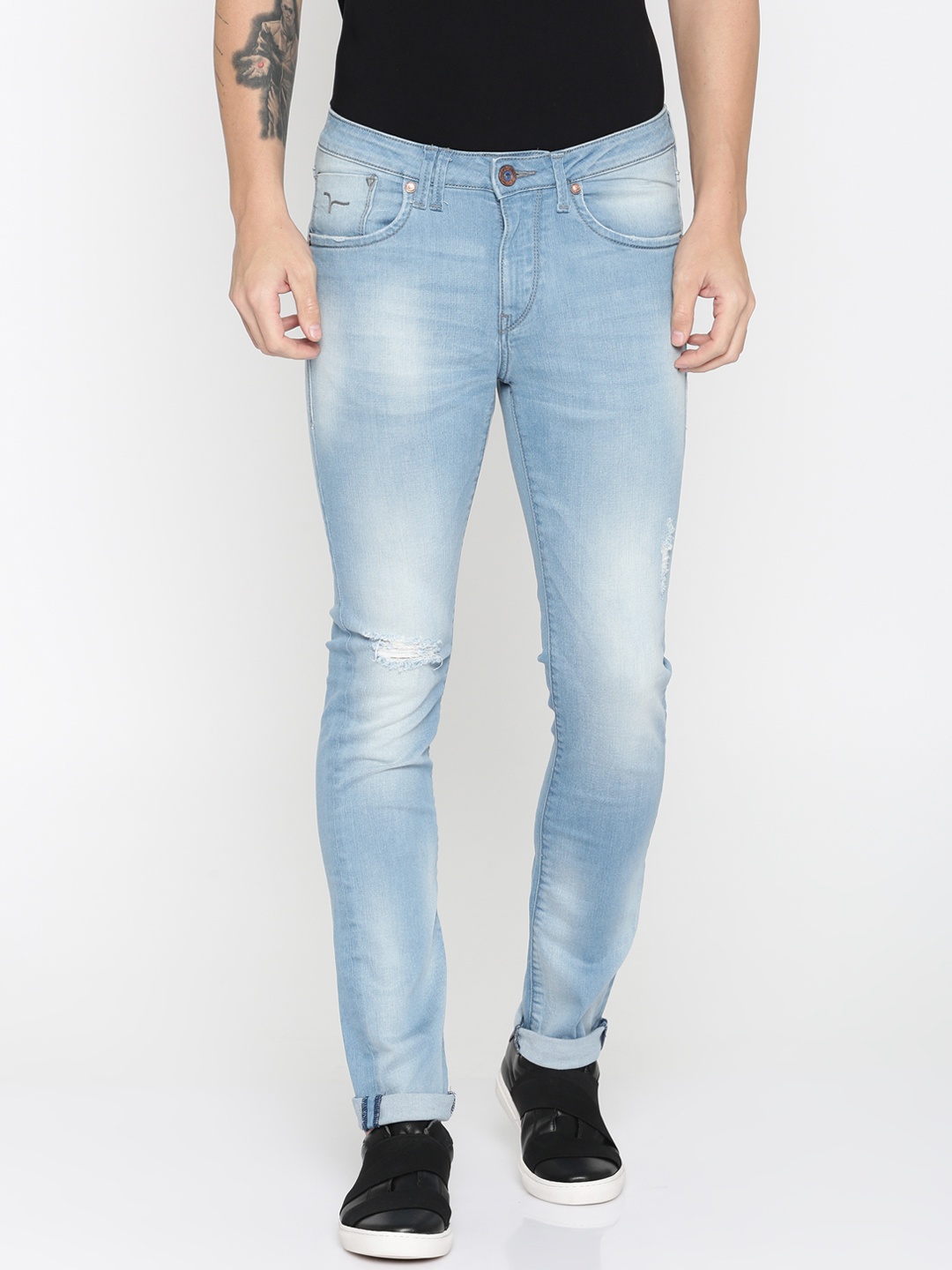 

Flying Machine Men Blue Jackson Skinny Fit Mid-Rise Mildly Distressed Stretchable Jeans