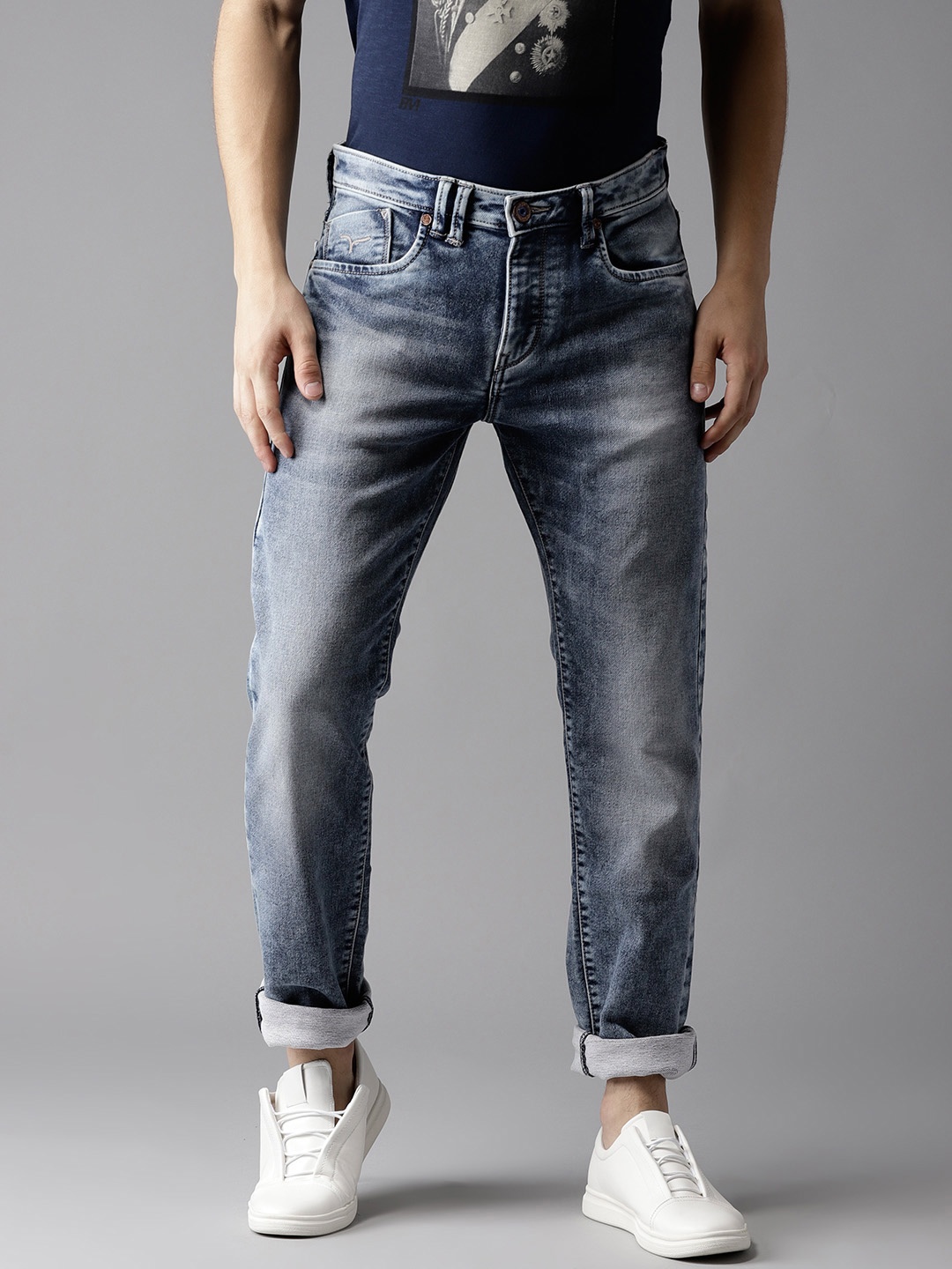 

Flying Machine Men Blue Tapered Fit Mid-Rise Clean Look Stretchable Jeans