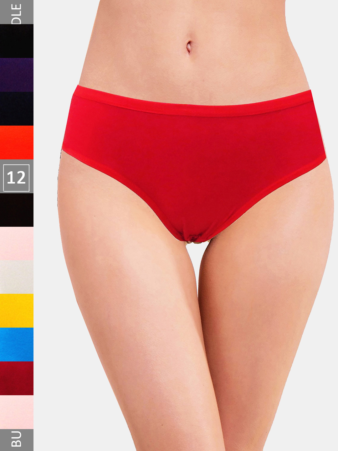 

RC. ROYAL CLASS Women Pack Of 12 Anti Odour Cotton Hipster Briefs, Red