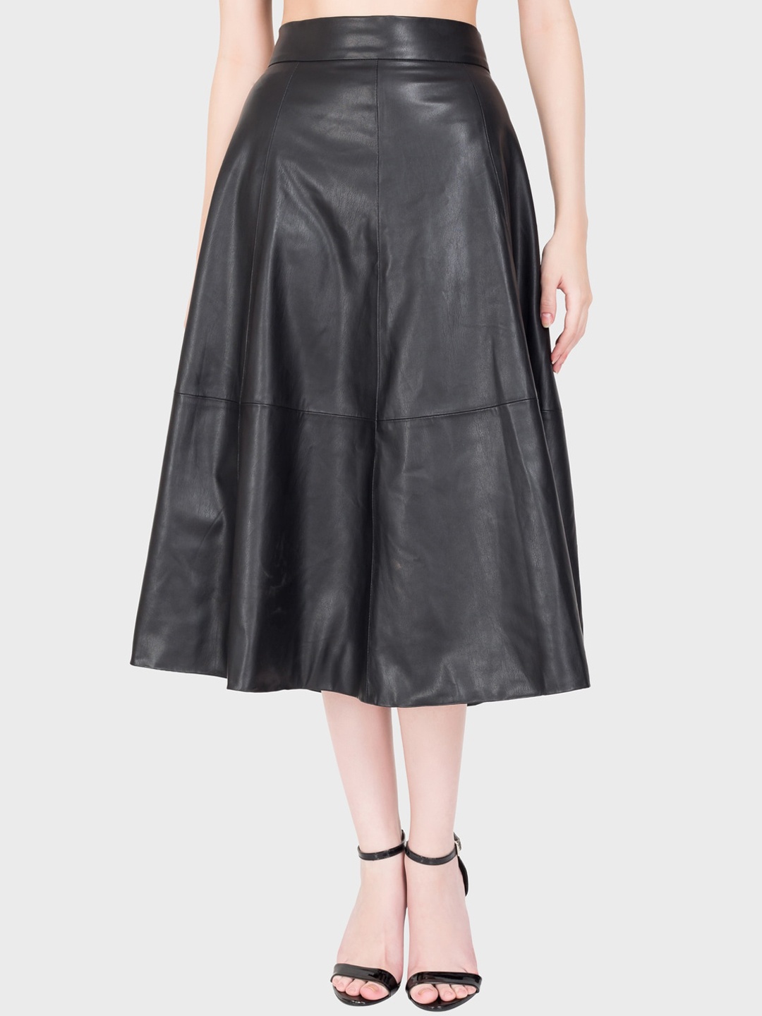 

Justanned Ella Midi Flared Skirt, Black