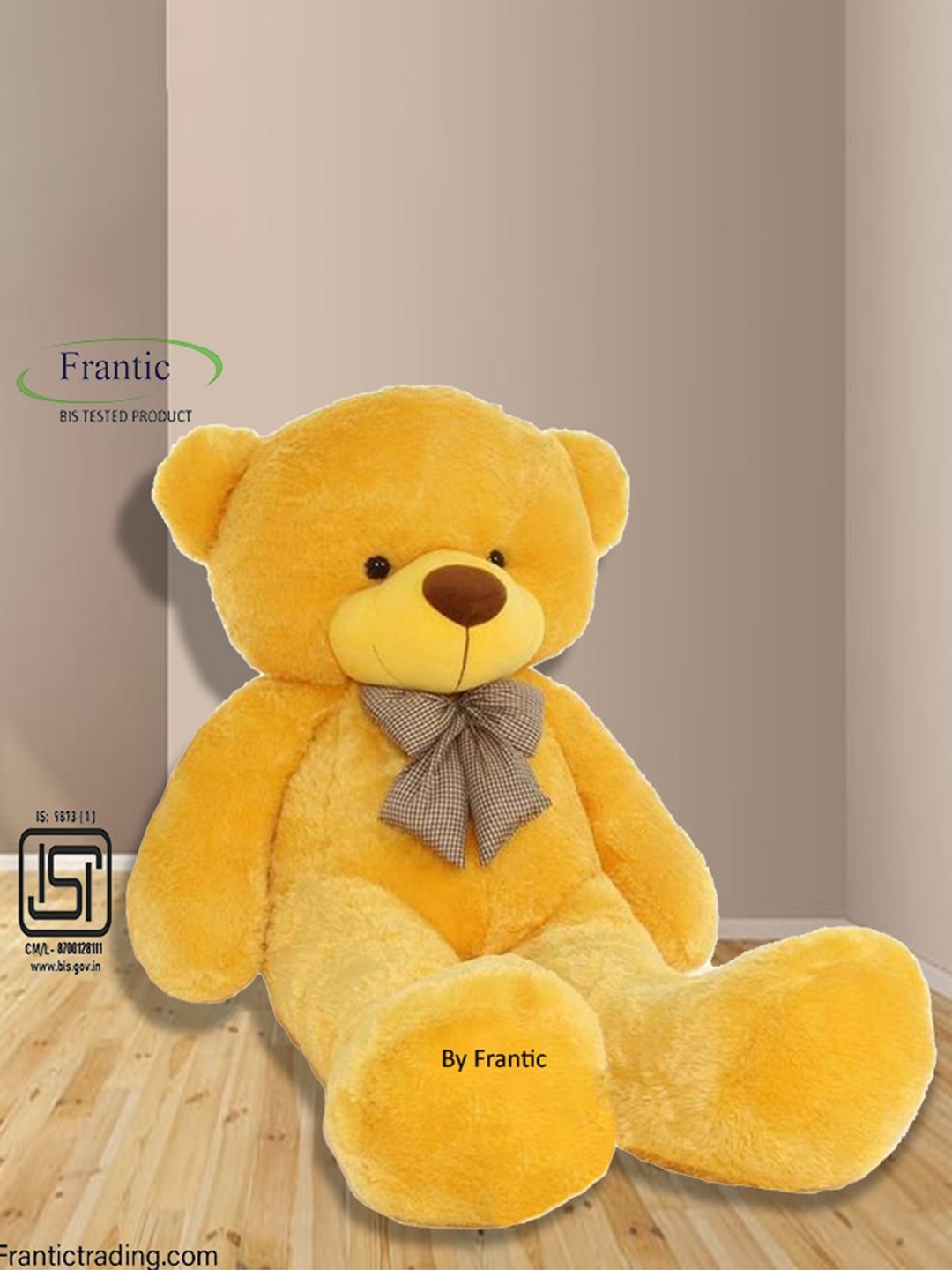 

Frantic Stuffed Huggable Non-Toxic Fabric Cute Perfect Teddy Bear, Yellow