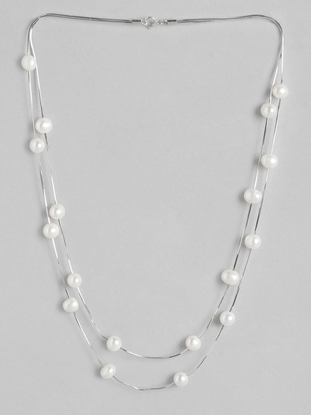 

Zavya Sterling Silver Pearls Rhodium-Plated Necklace