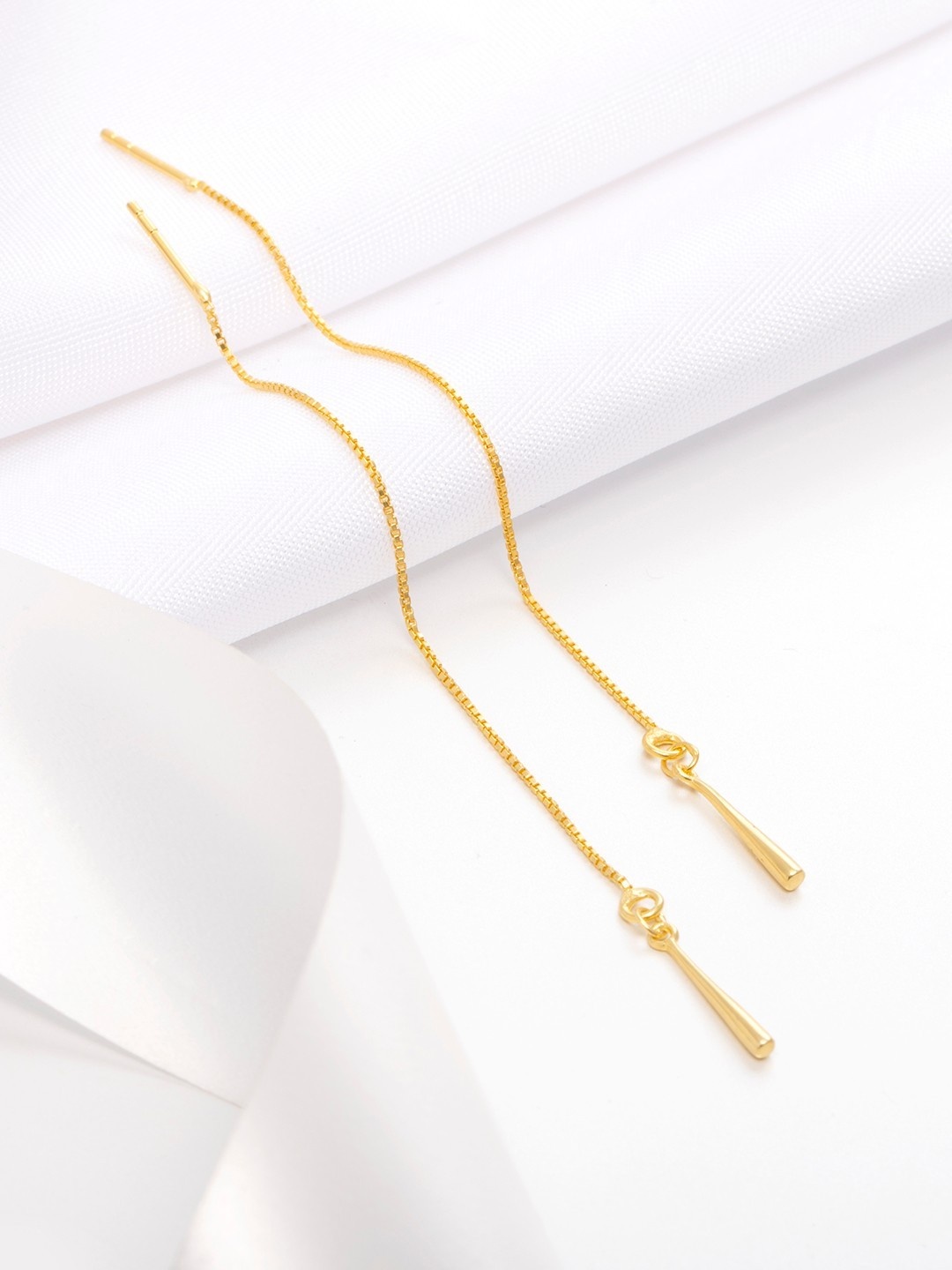 

Zavya Sterling Silver Teardrop Shaped Drop Earrings, Gold