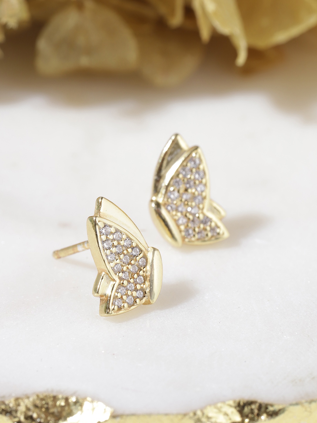 

Zavya Sterling Silver Quirky Studs Earrings, Gold
