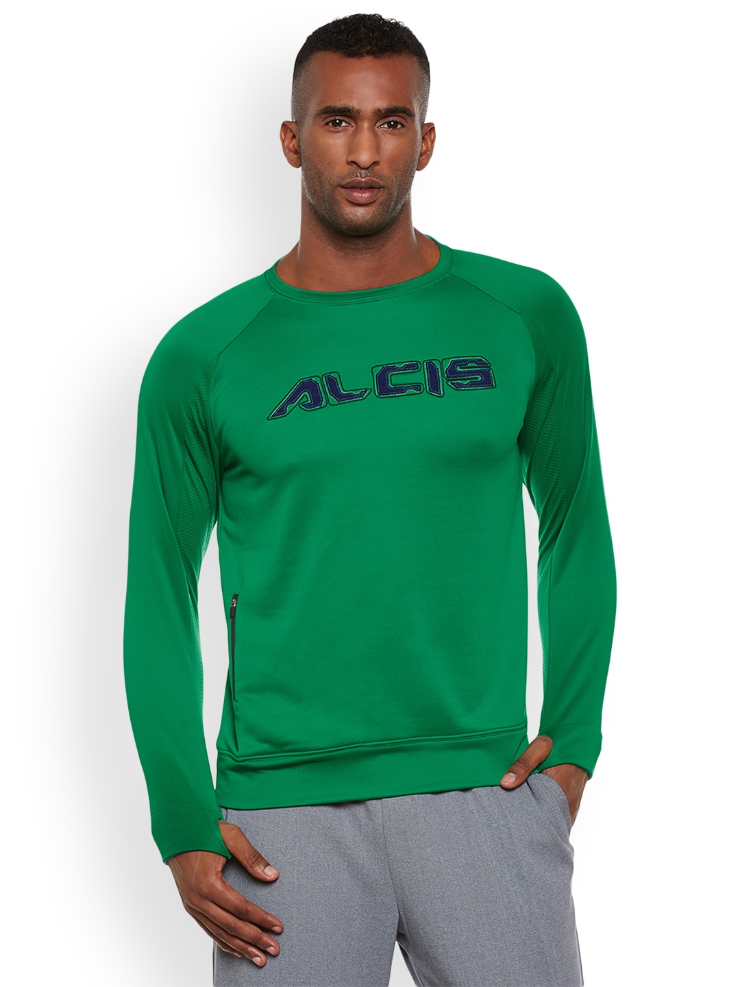 

Alcis Men Green Solid Sweatshirt