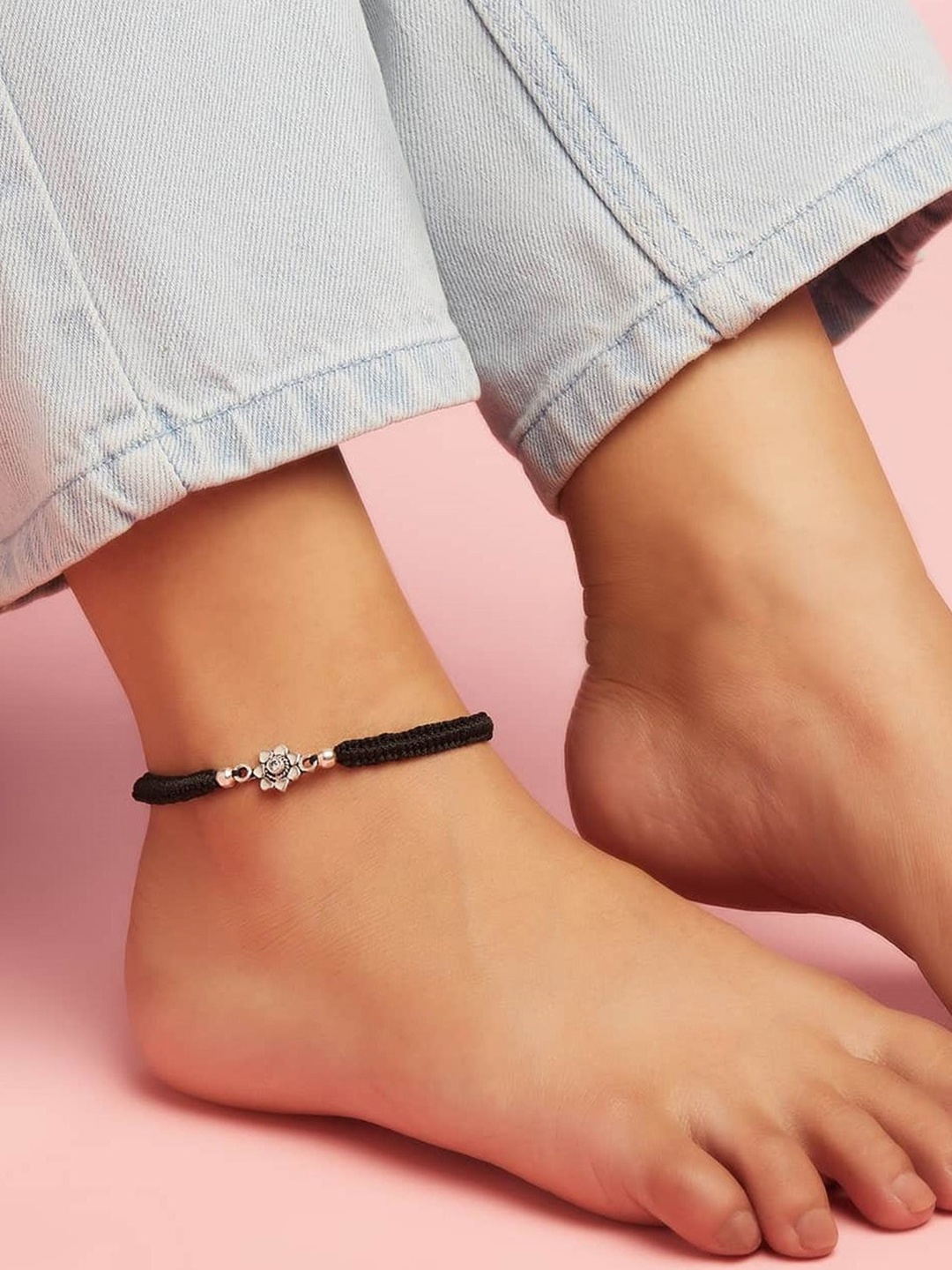 

Zavya Silver-Plated Sterling Silver Artificial Stones & Beads Anklet