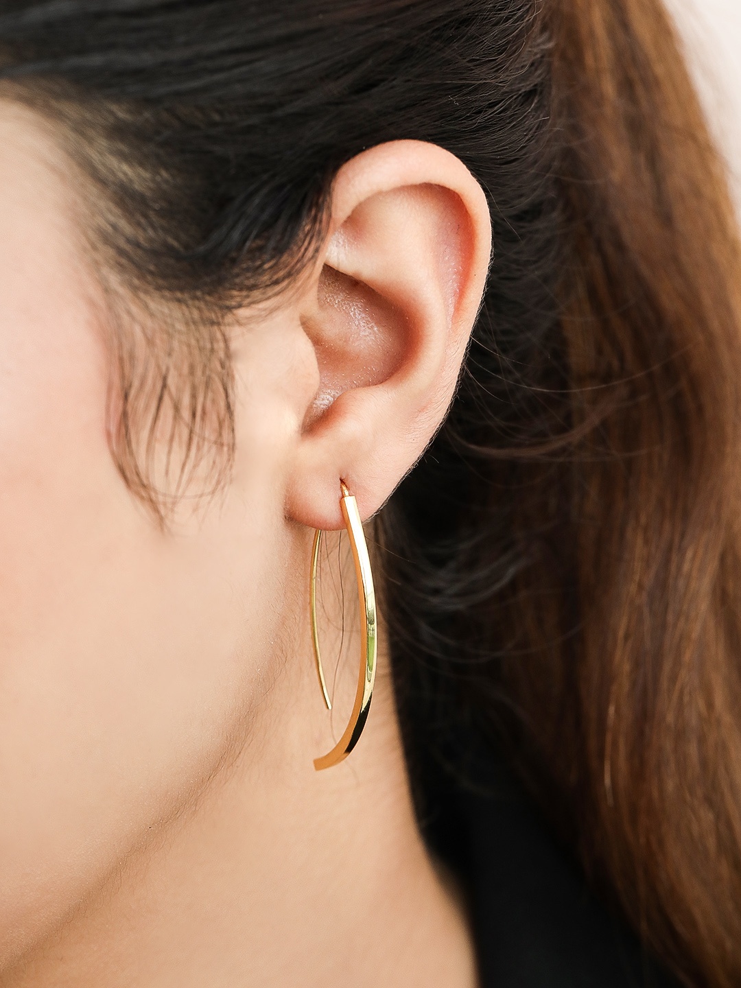 

Zavya Sterling Silver Quirky Half Hoop Earrings, Gold