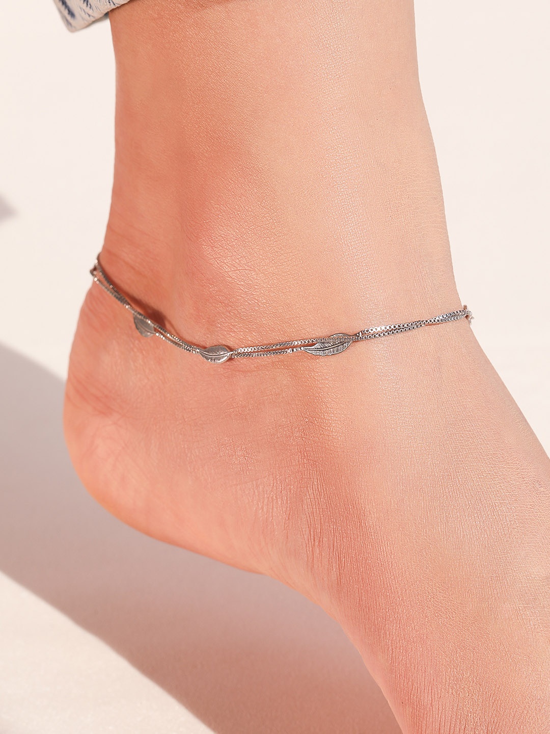 

Zavya Rhodium-Plated Sterling Silver Layered Anklet