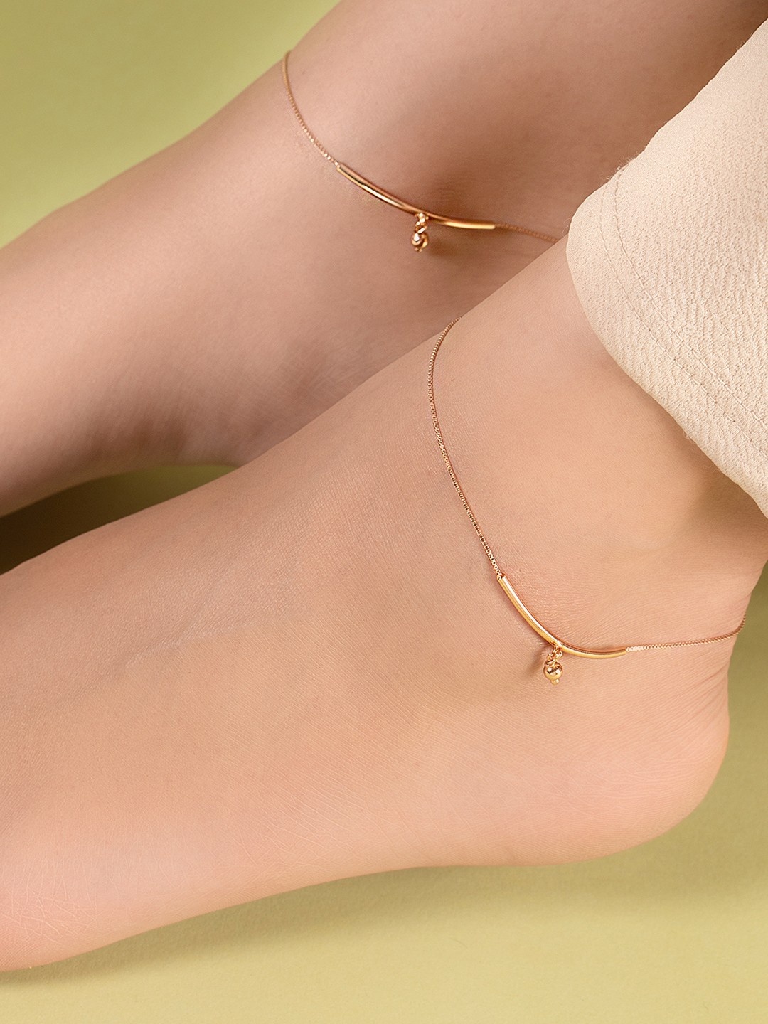 

Zavya Women Set of 2 Rose Gold-Plated Sterling Silver Anklets