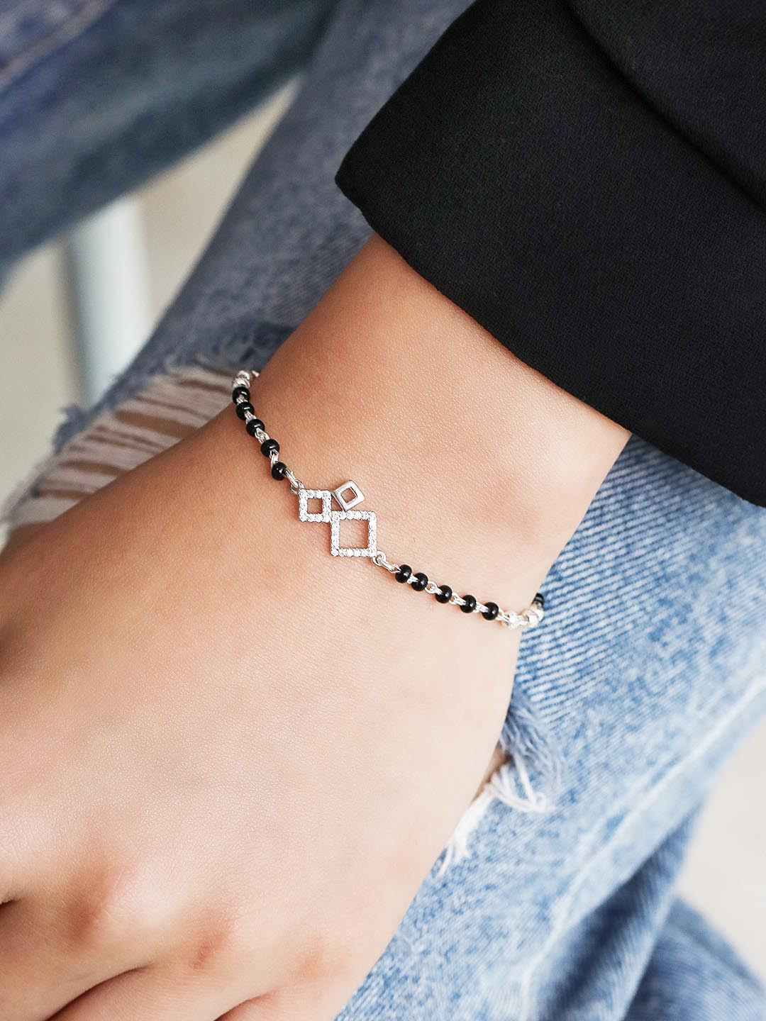 

Zavya Sterling Silver Cubic Zirconia Rhodium-Plated Bracelet