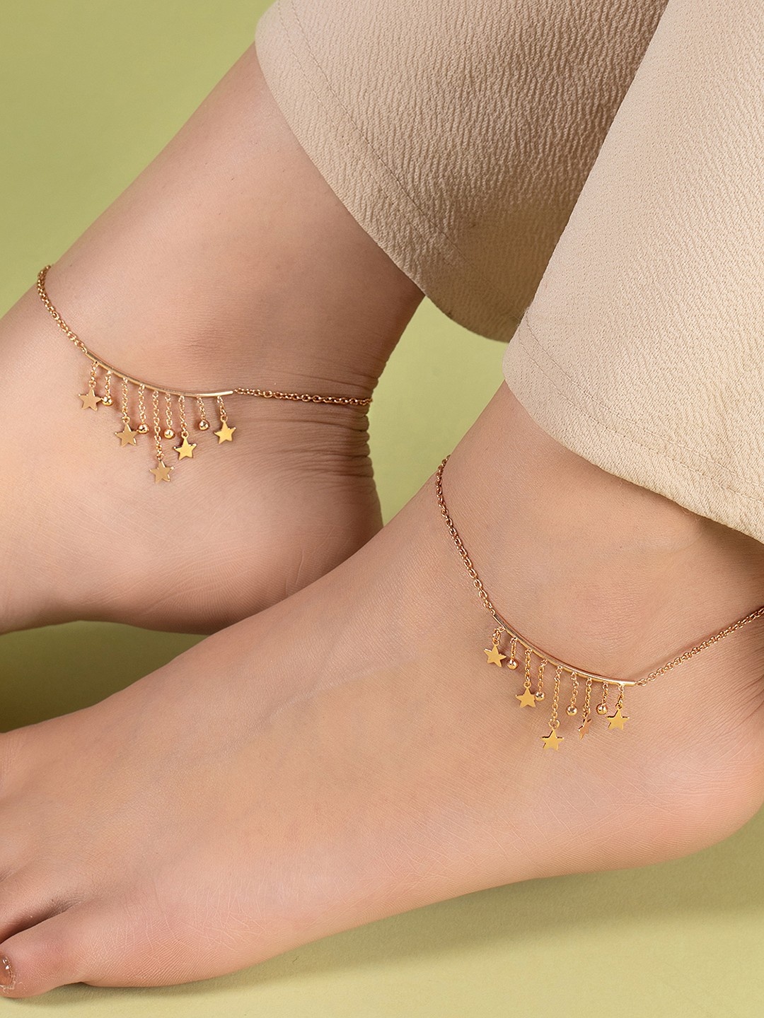 

Zavya Women Set of 2 Rose Gold-Plated Sterling Silver Anklets
