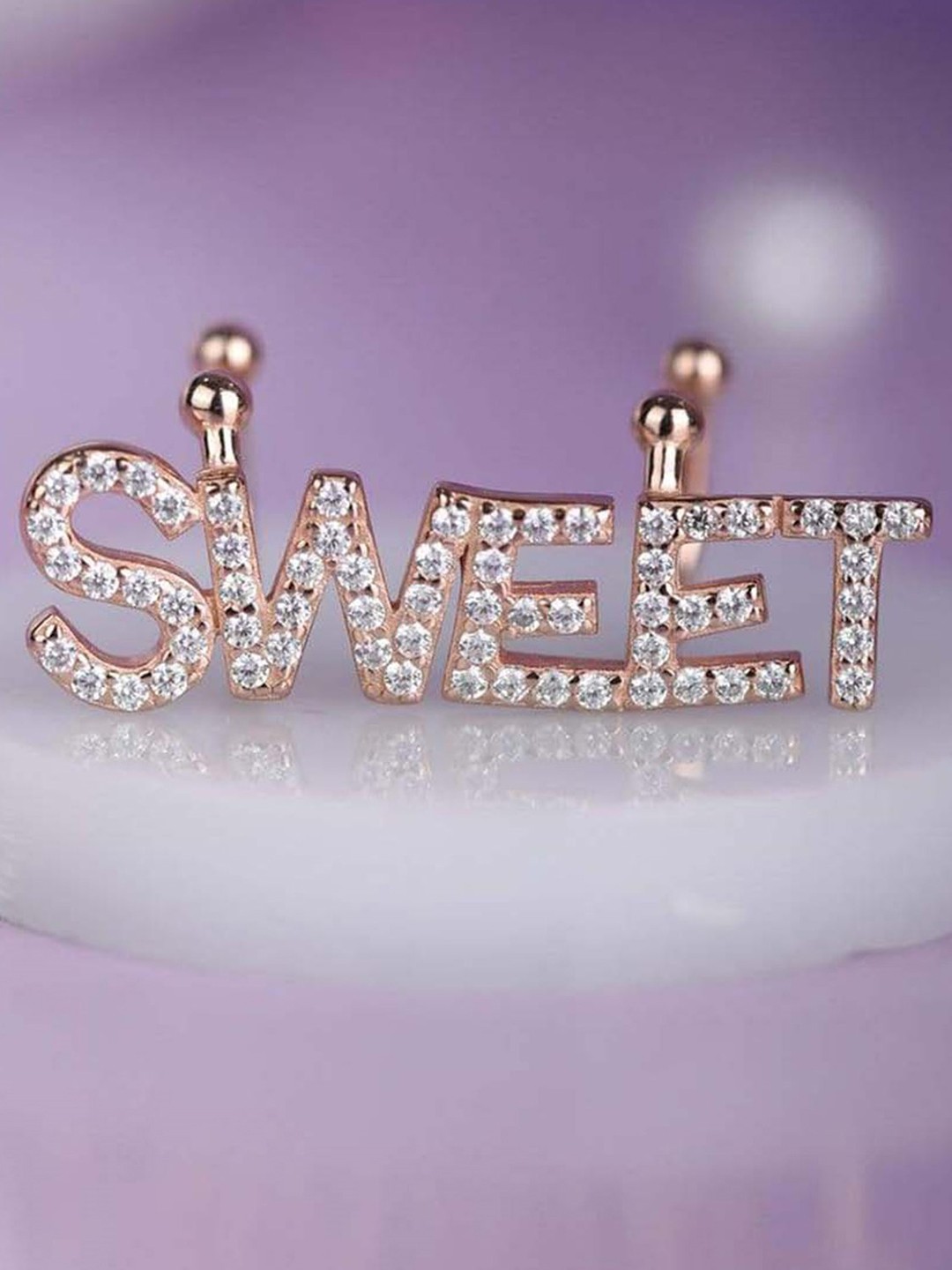 

Zavya Rose Gold-Plated CZ Studded Sterling Silver Cuff Earrings