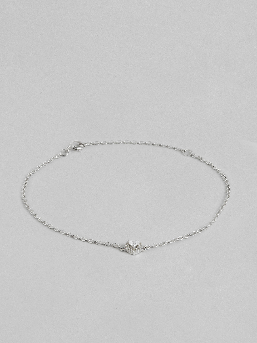 

Zavya Sterling Silver Cubic Zirconia Rhodium-Plated Bracelet