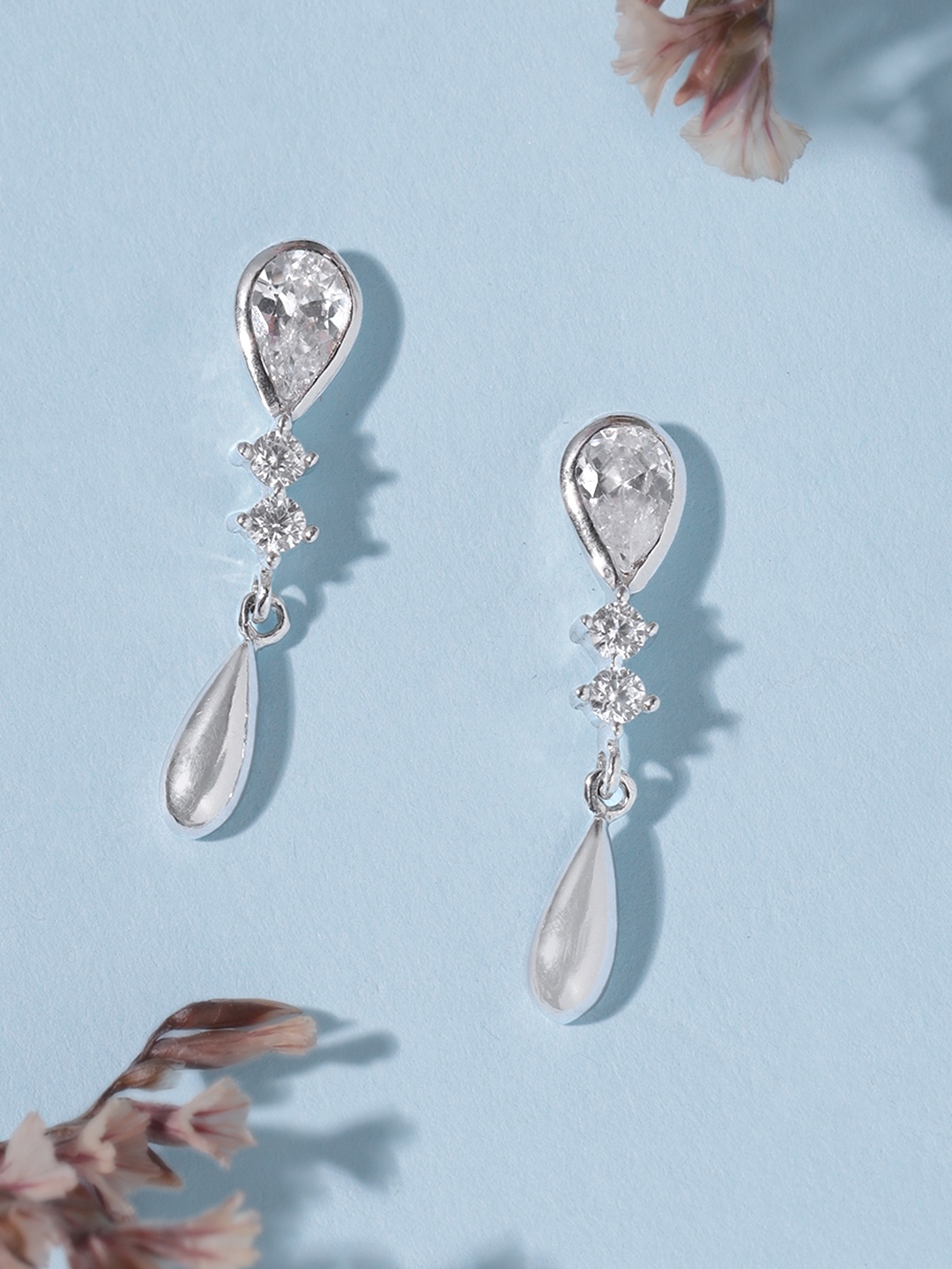 

Zavya Silver-Toned Drop Earrings