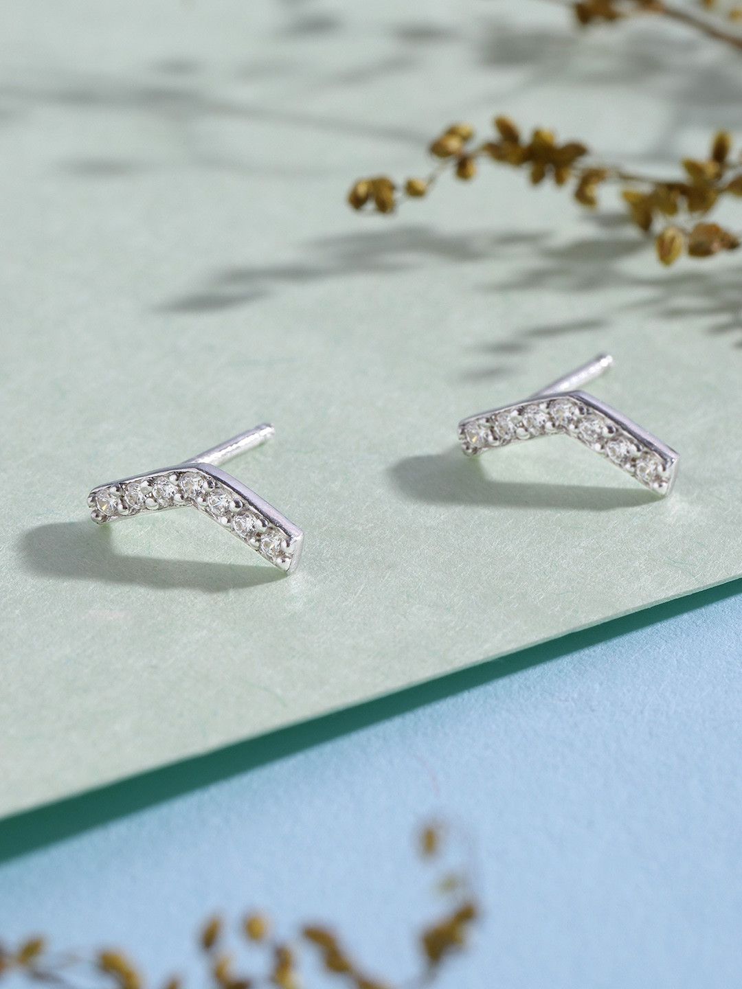 

Zavya Sterling Silver Rhodium-Plated Studs