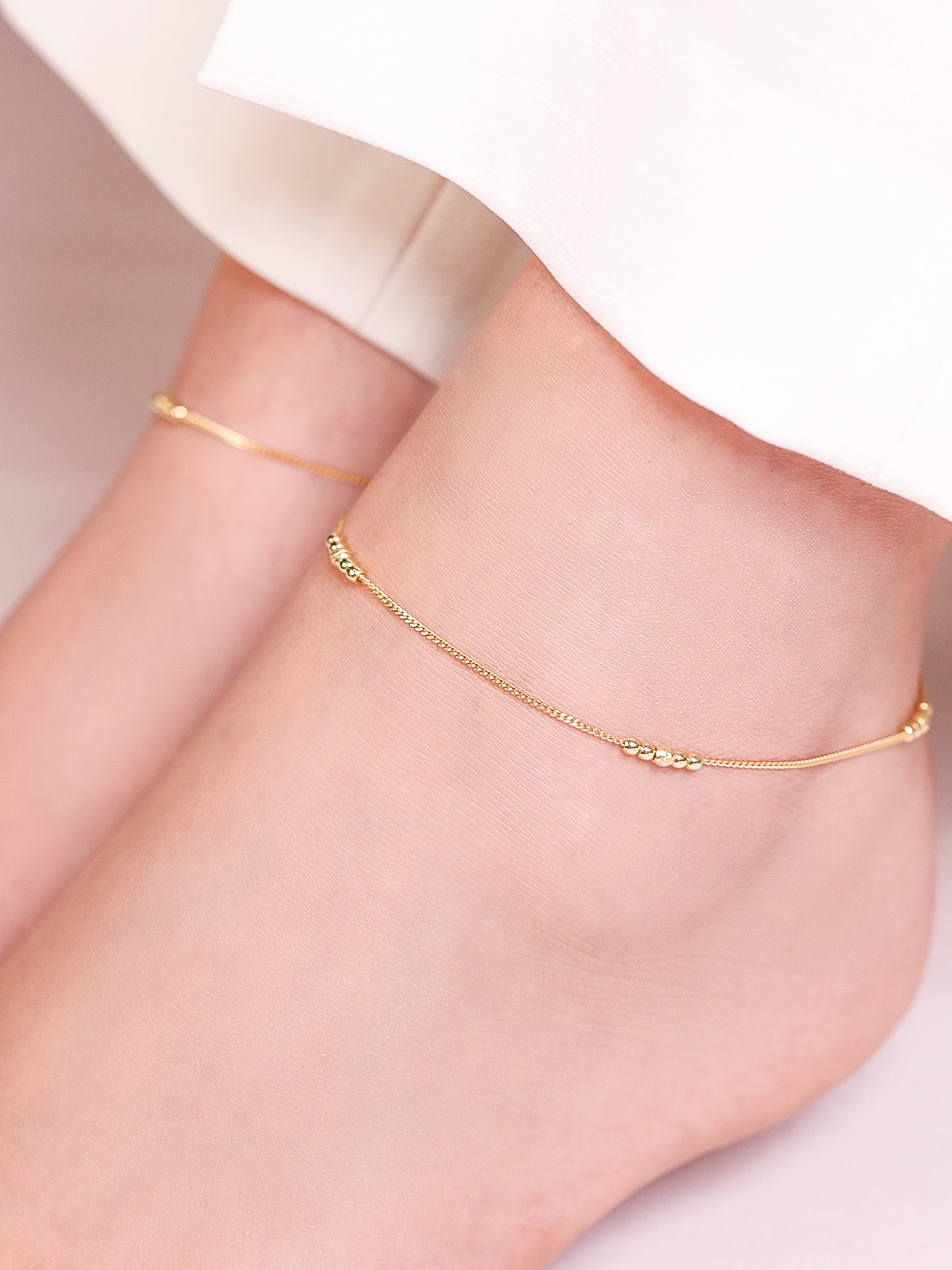 

Zavya Set of 2 Sterling Silver Gold-Plated Anklet
