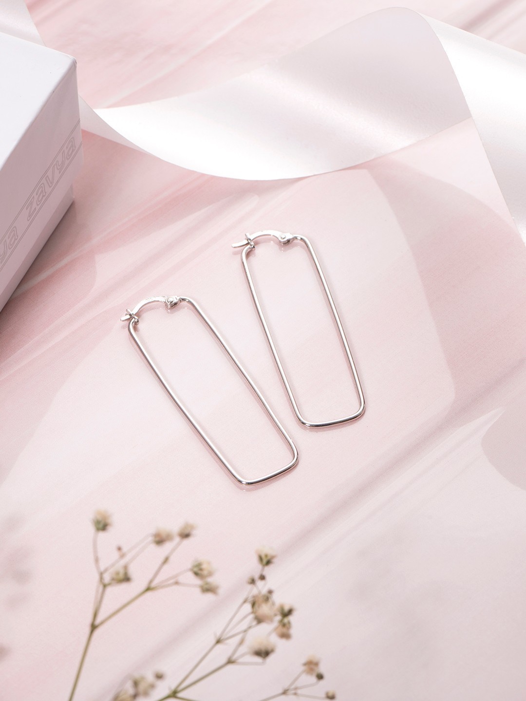 

Zavya Rhodium-Plated Sterling Silver Square Hoop Earrings