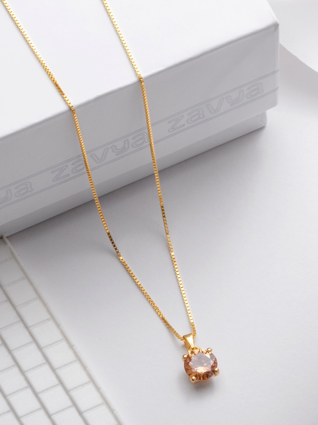 

Zavya Women Sterling Silver Gold-Plated Pendant With Chain